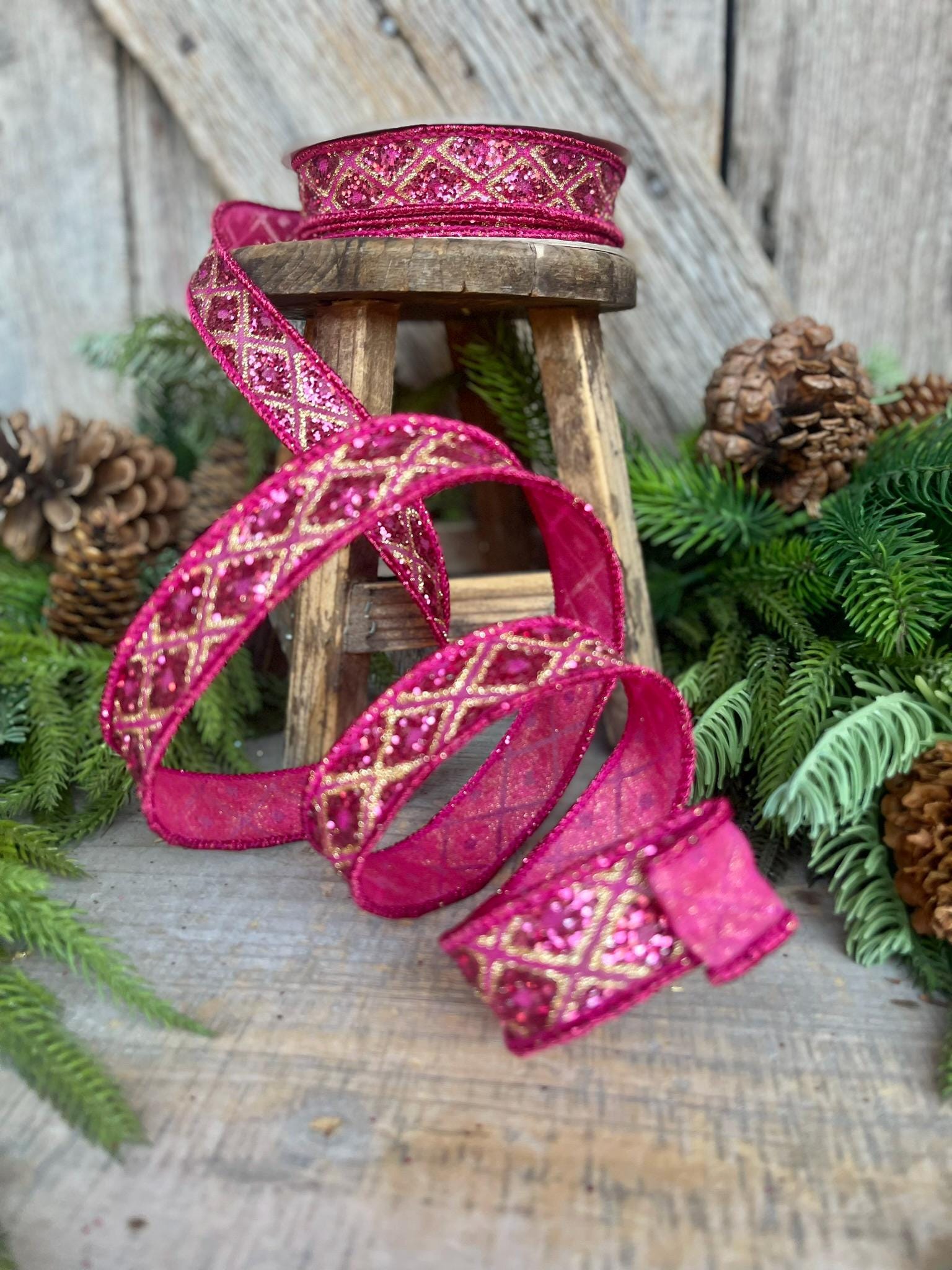 1" Hot Pink Marquise Ribbon, Farrisilk Ribbon