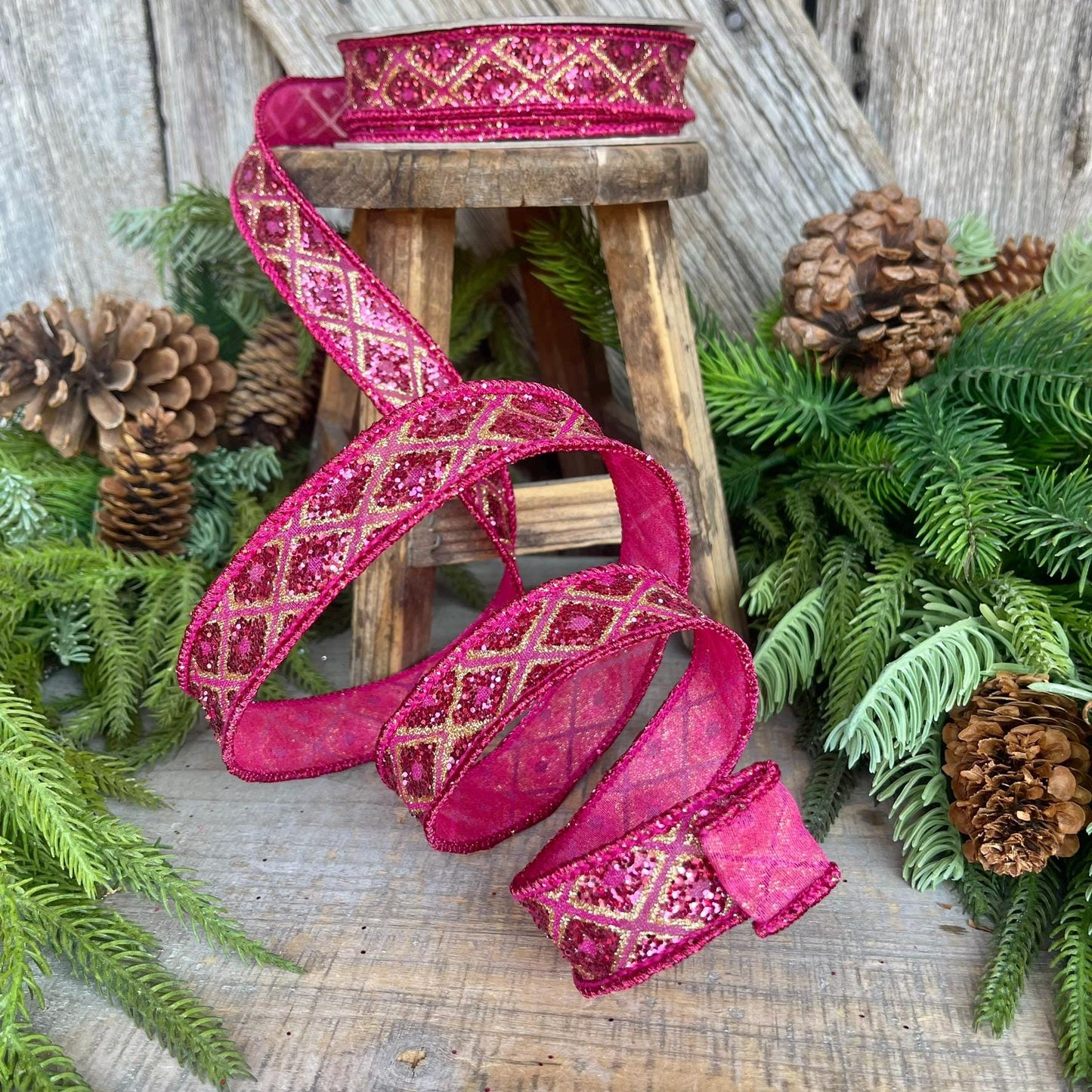 1" Hot Pink Marquise Ribbon, Farrisilk Ribbon