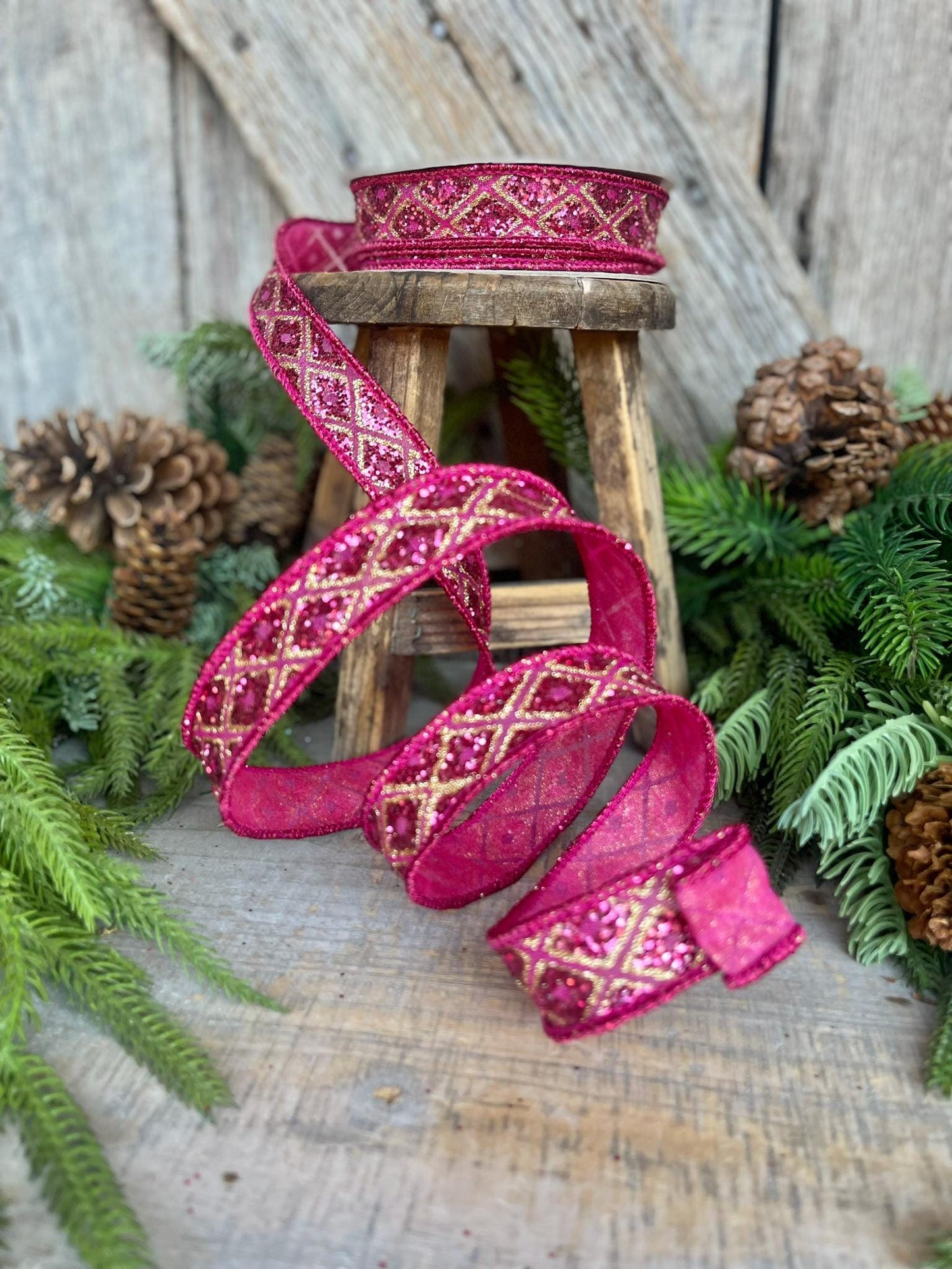 1" Hot Pink Marquise Ribbon, Farrisilk Ribbon