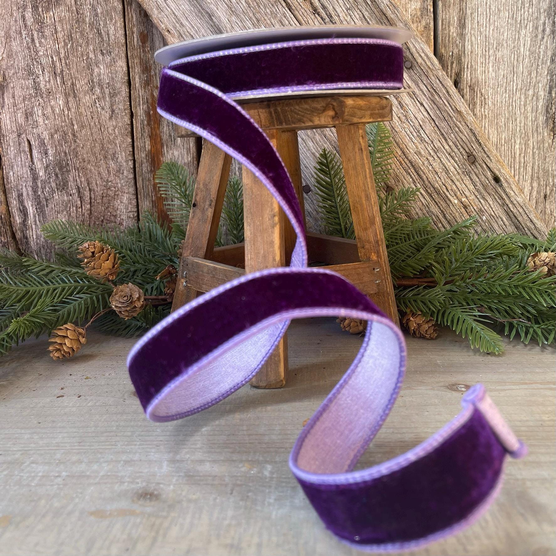 1" Purple Violet Velvet Ribbon, Farrisilk Ribbon