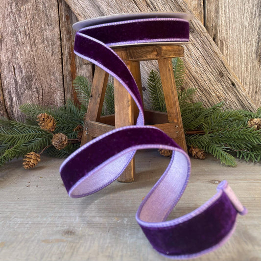 1" Purple Violet Velvet Ribbon, Farrisilk Ribbon