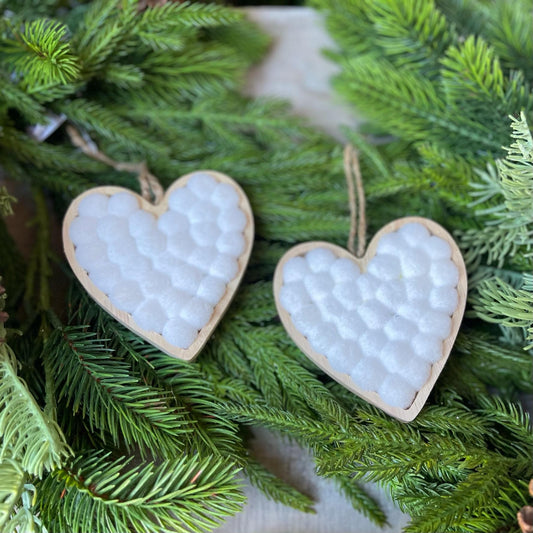 4" Heart Ornaments, Set of 2