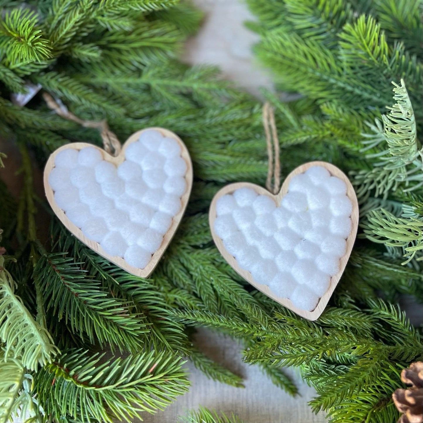 4" Heart Ornaments, Set of 2