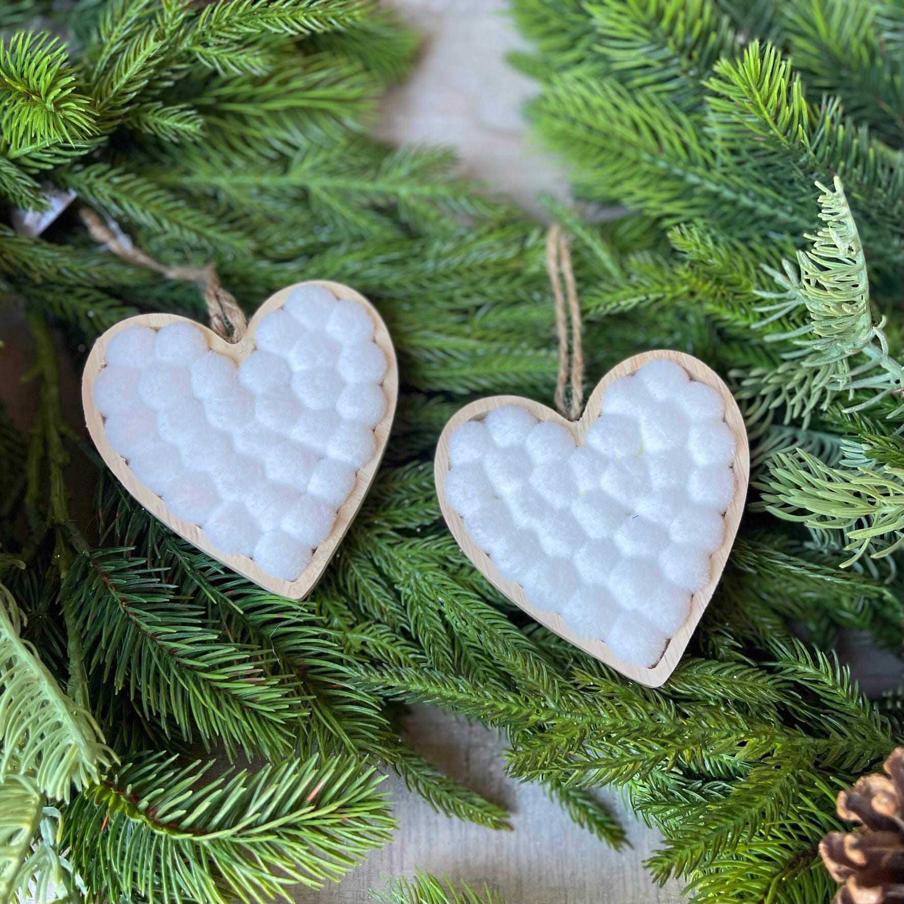 4" Heart Ornaments, Set of 2