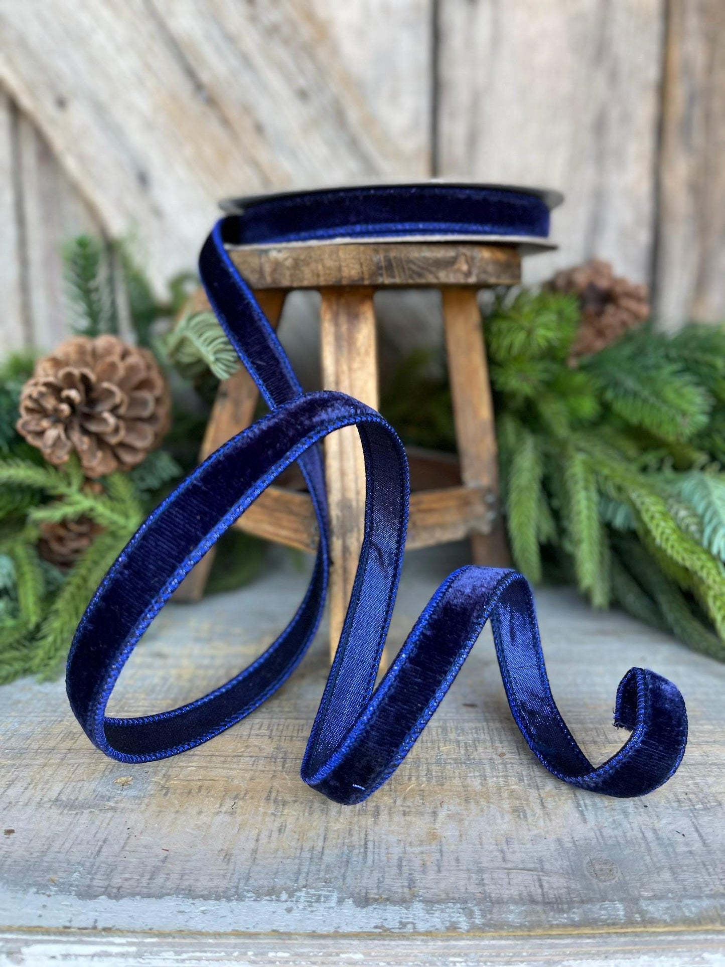 3/4" Navy Blue Velvet Ribbon, Velvet Ribbon