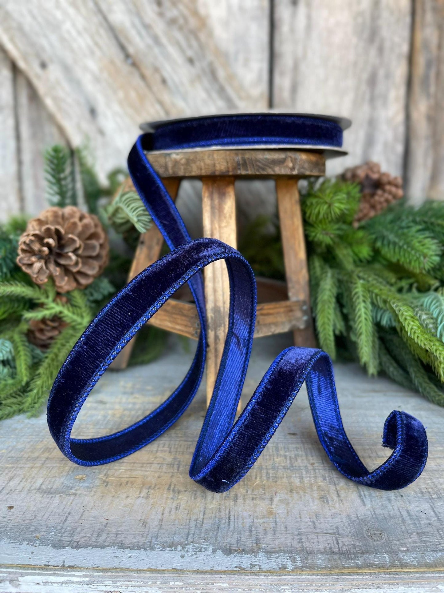 3/4" Navy Blue Velvet Ribbon, Velvet Ribbon