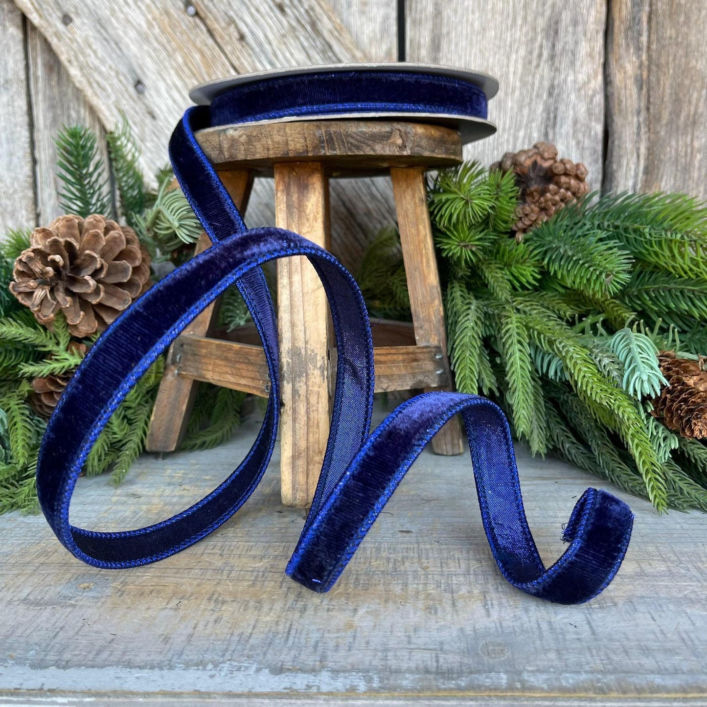 3/4" Navy Blue Velvet Ribbon, Velvet Ribbon