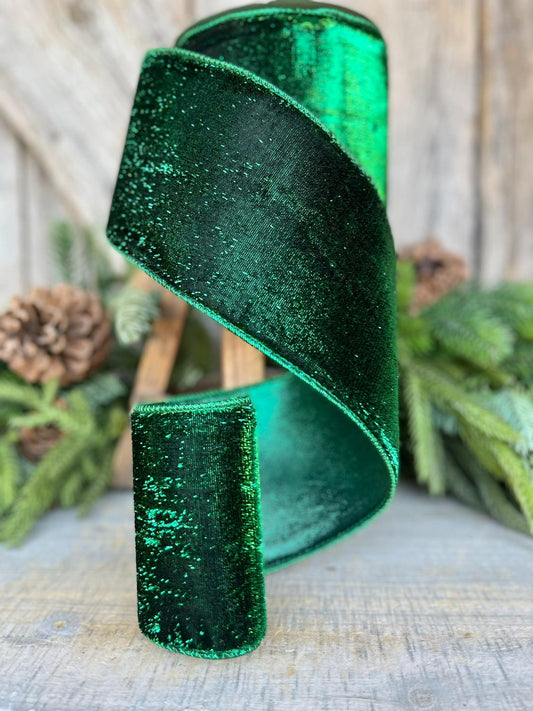 4" Emerald Green Velvet, Farrisilk Ribbon