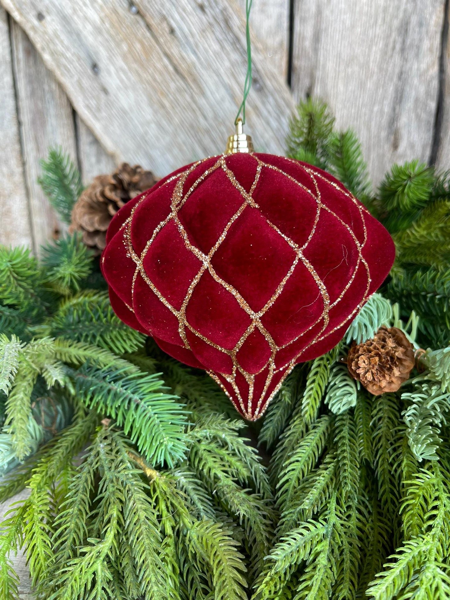 6" Burgundy Ornament, Burgundy Velvet Kismet Ornament