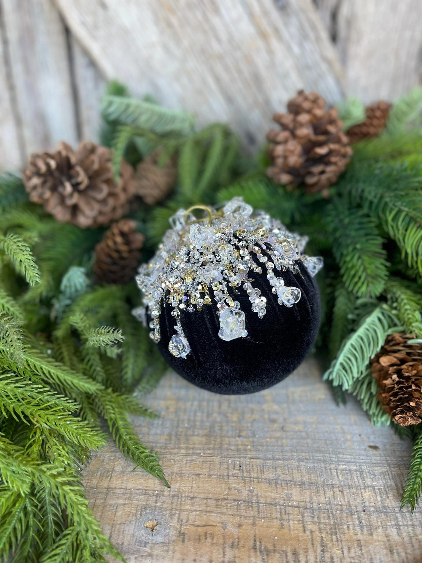 5" Black Velvet Ornament, Black Ornament