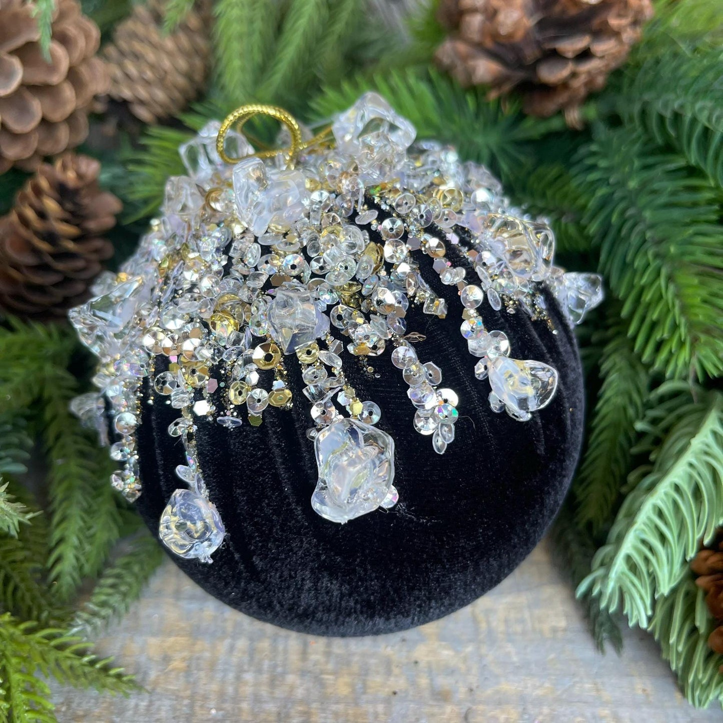 5" Black Velvet Ornament, Black Ornament