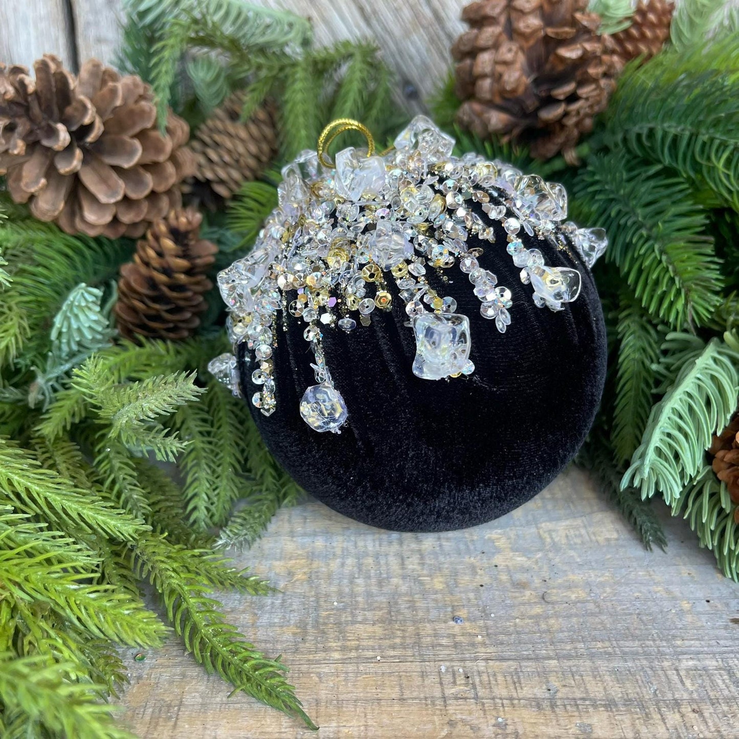 5" Black Velvet Ornament, Black Ornament