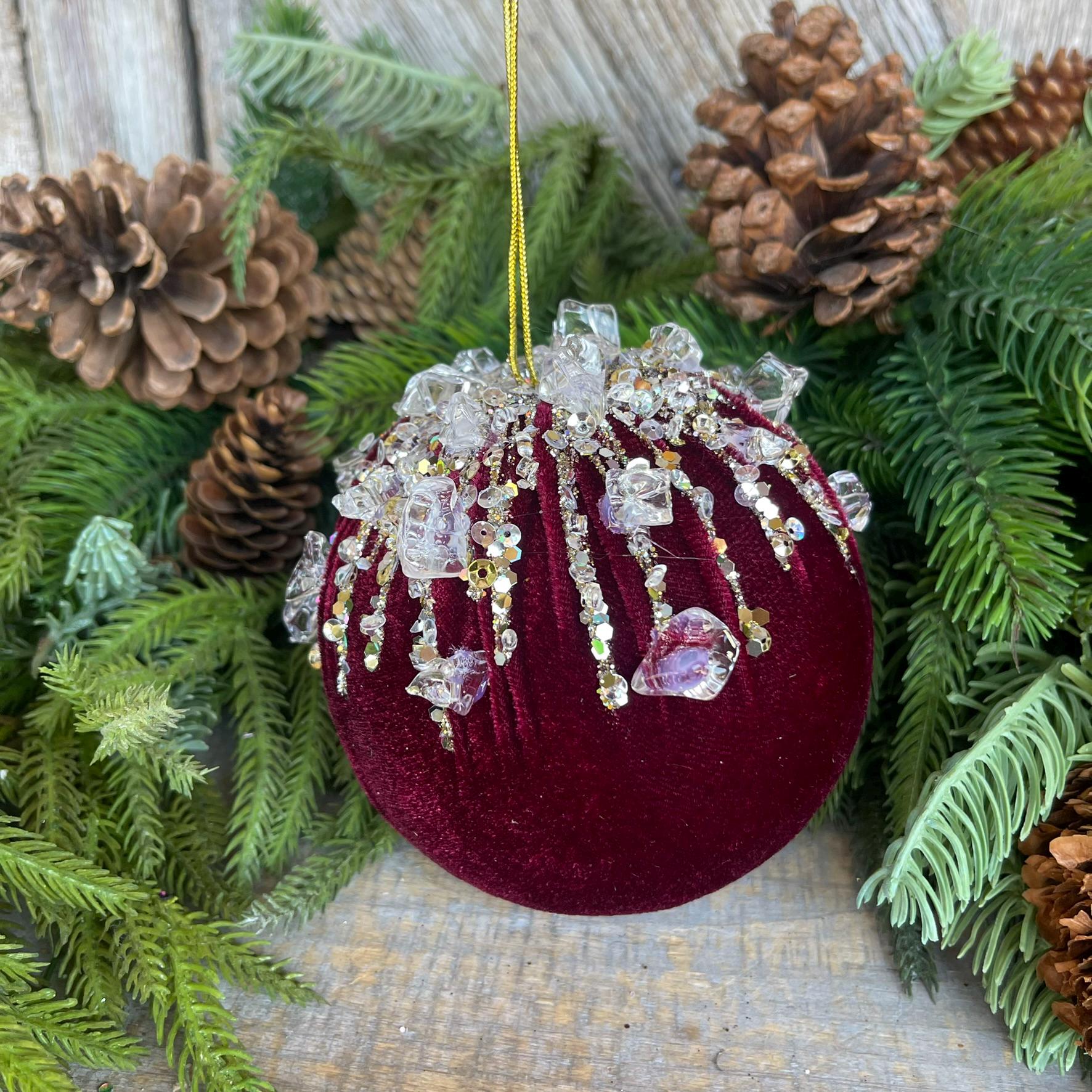 5" Burgundy Velvet Ornament, Burgundy Ornament