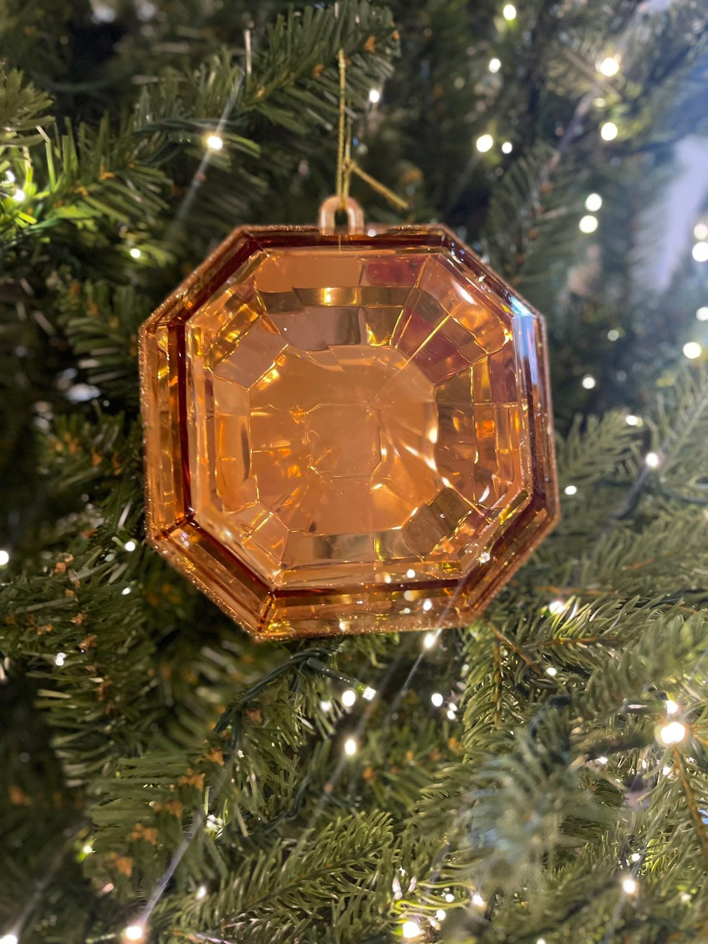 6" Copper Orange Jewel Ornament, Jewel Oramnet