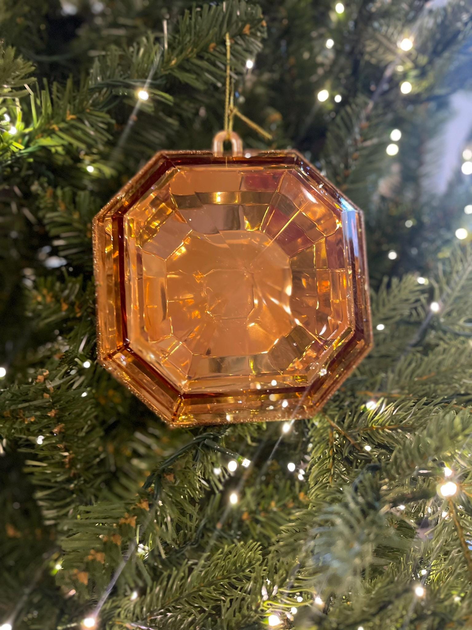 6" Copper Orange Jewel Ornament, Jewel Oramnet