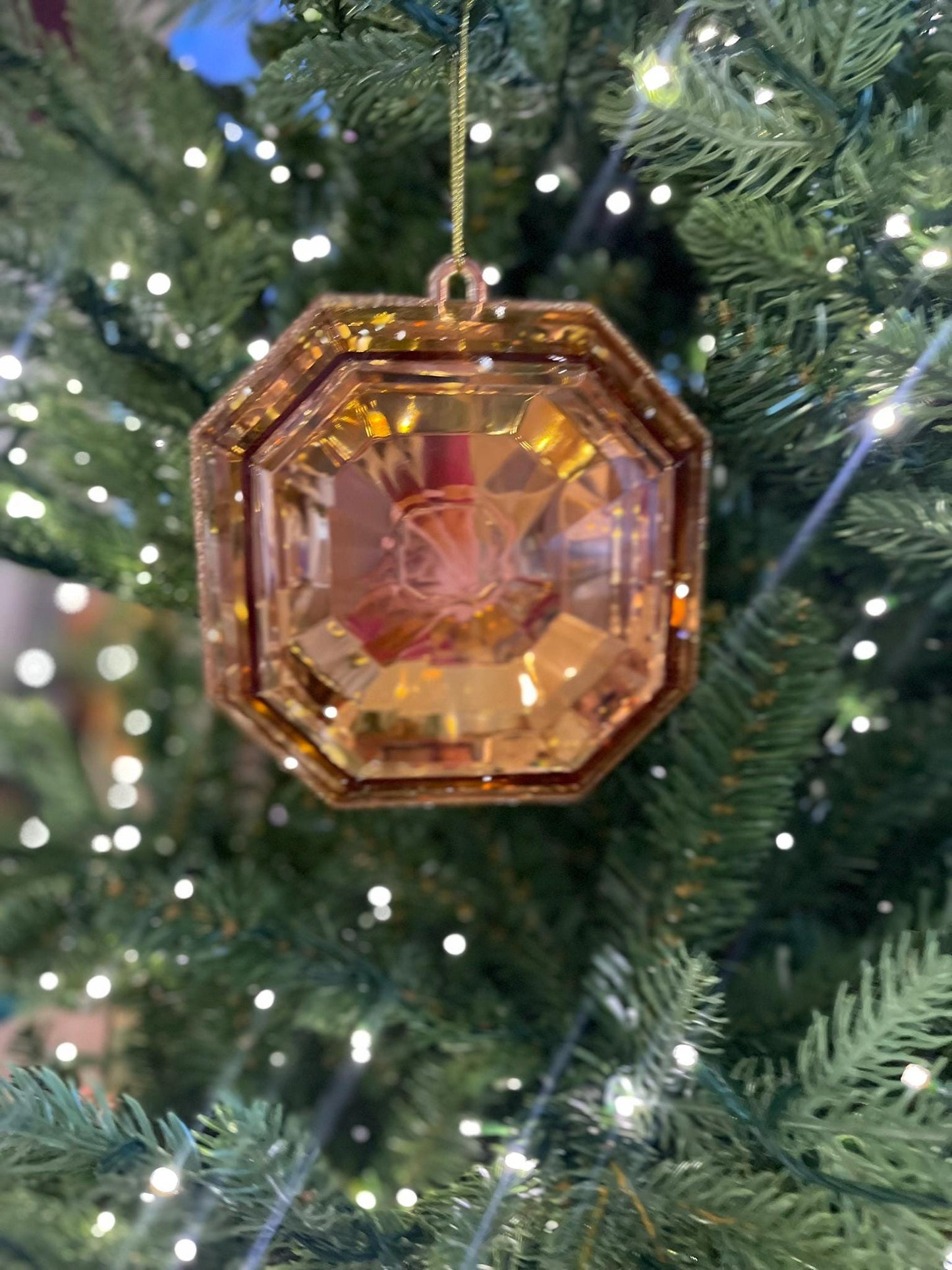 6" Copper Orange Jewel Ornament, Jewel Oramnet