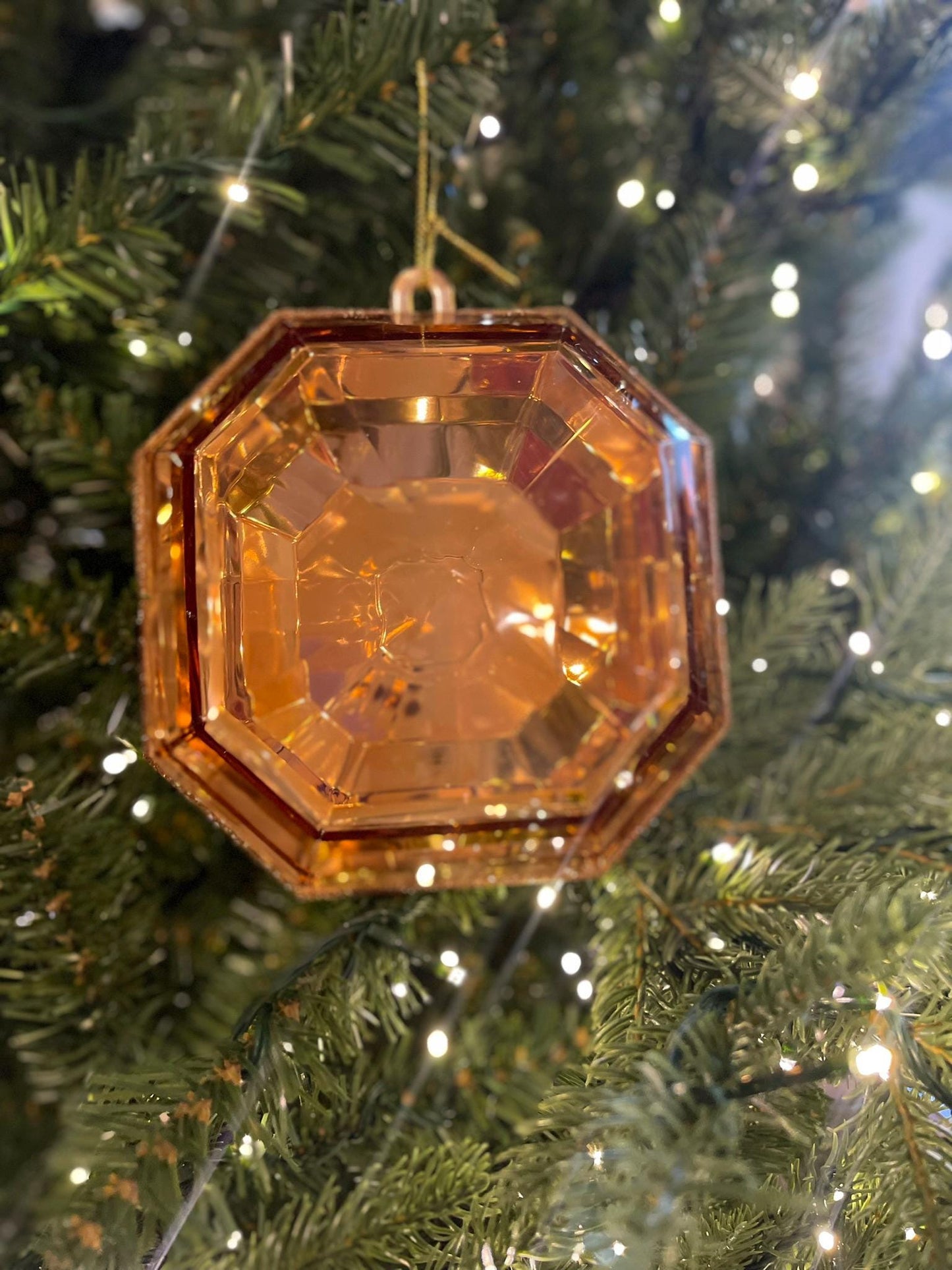 6" Copper Orange Jewel Ornament, Jewel Oramnet