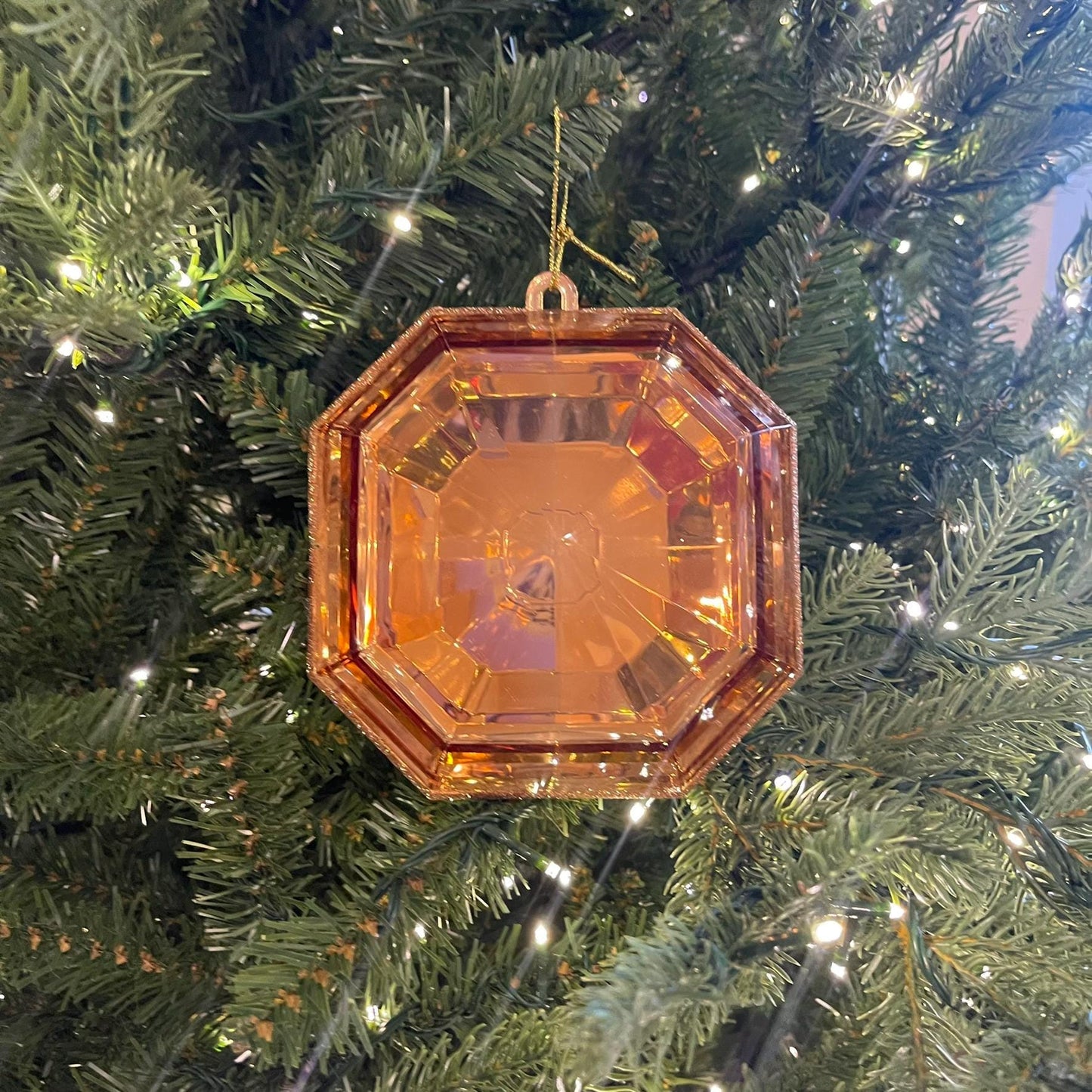 6" Copper Orange Jewel Ornament, Jewel Oramnet