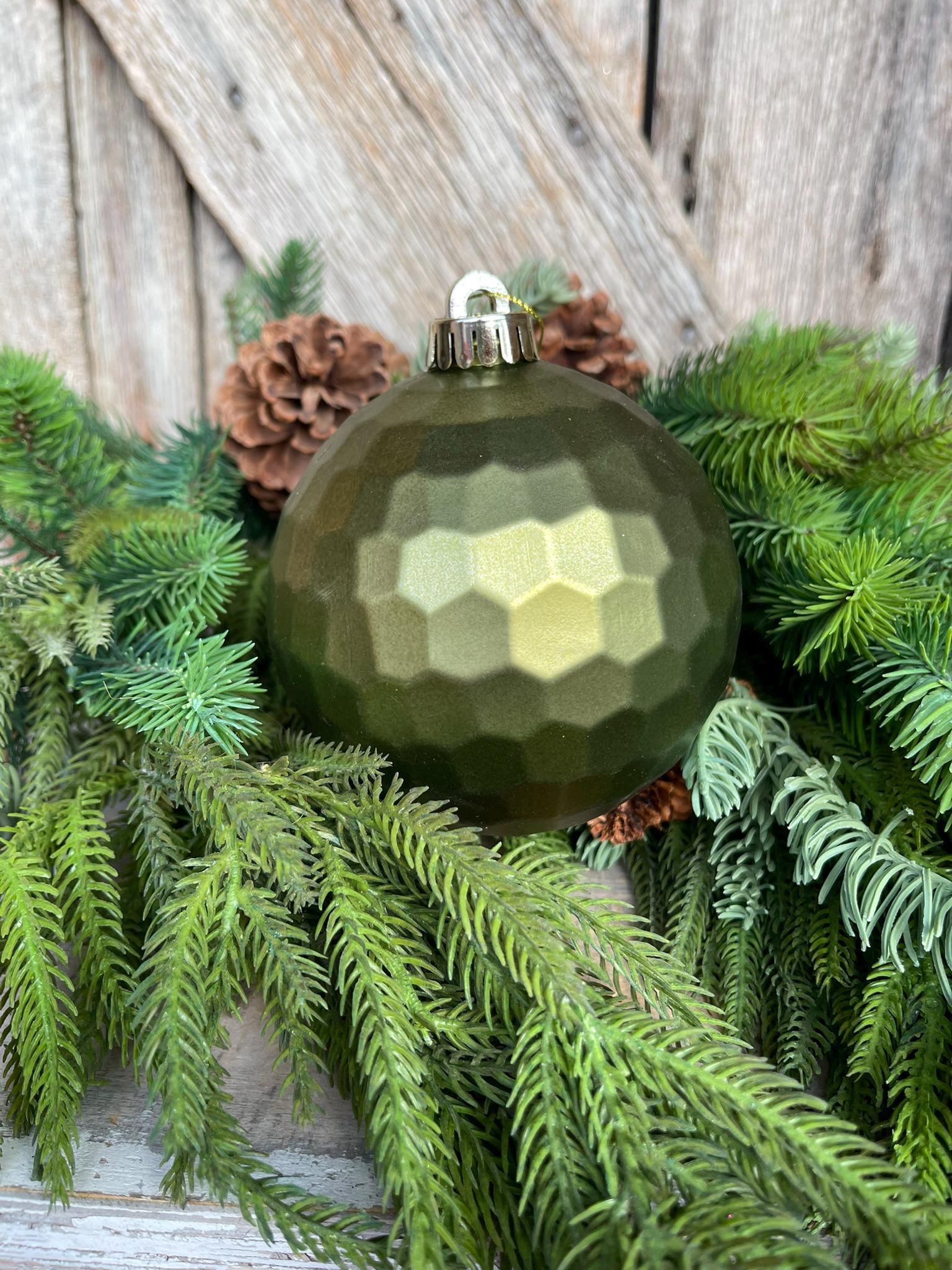 5" Moss Green Glitter Ornament, Christmas Ornament