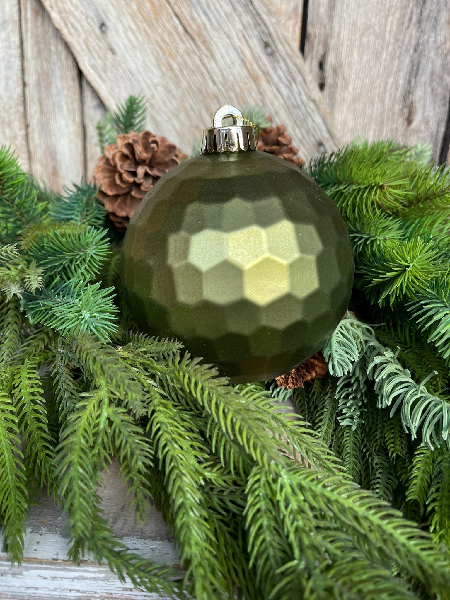 5" Moss Green Glitter Ornament, Christmas Ornament