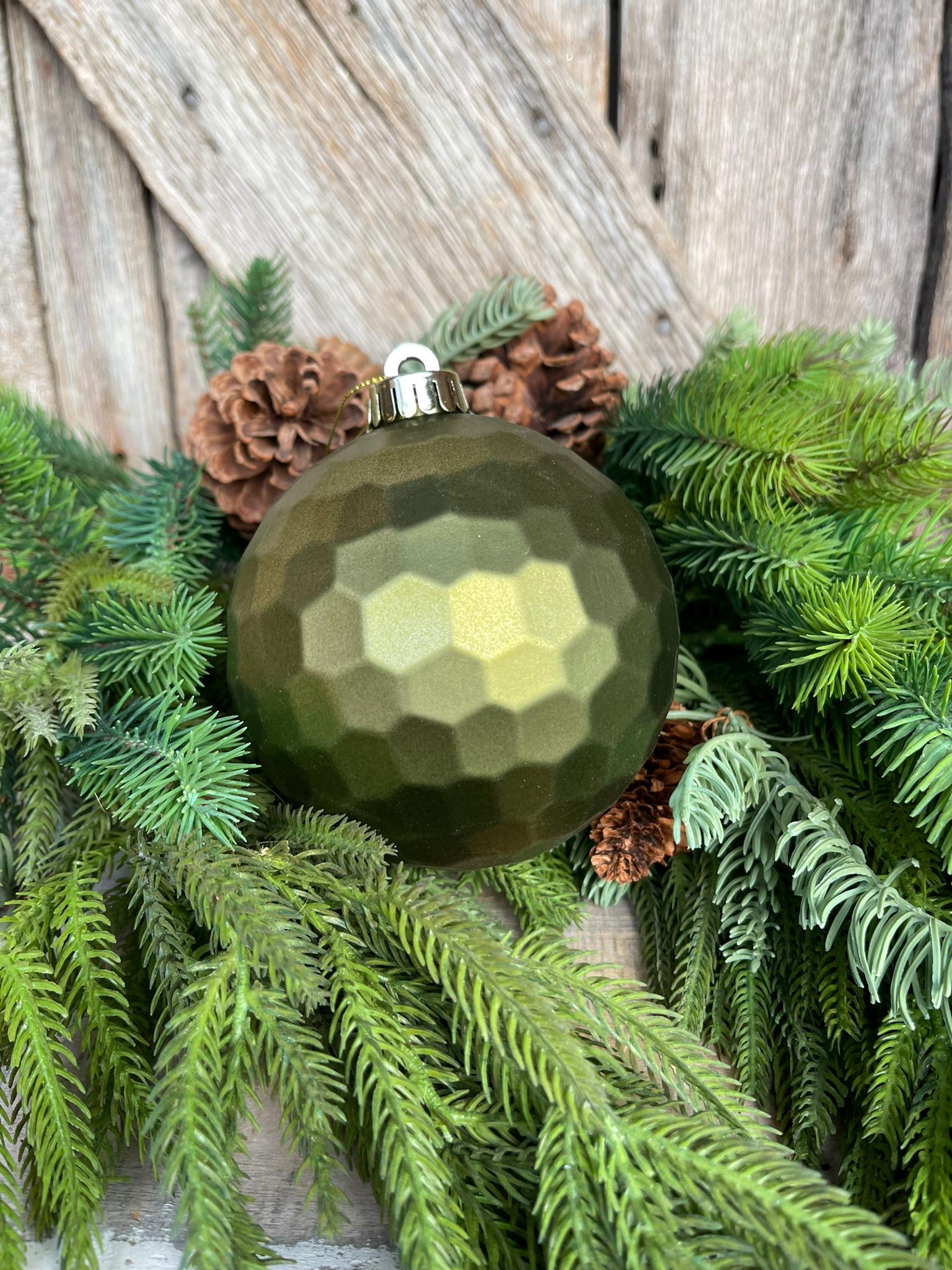 5" Moss Green Glitter Ornament, Christmas Ornament