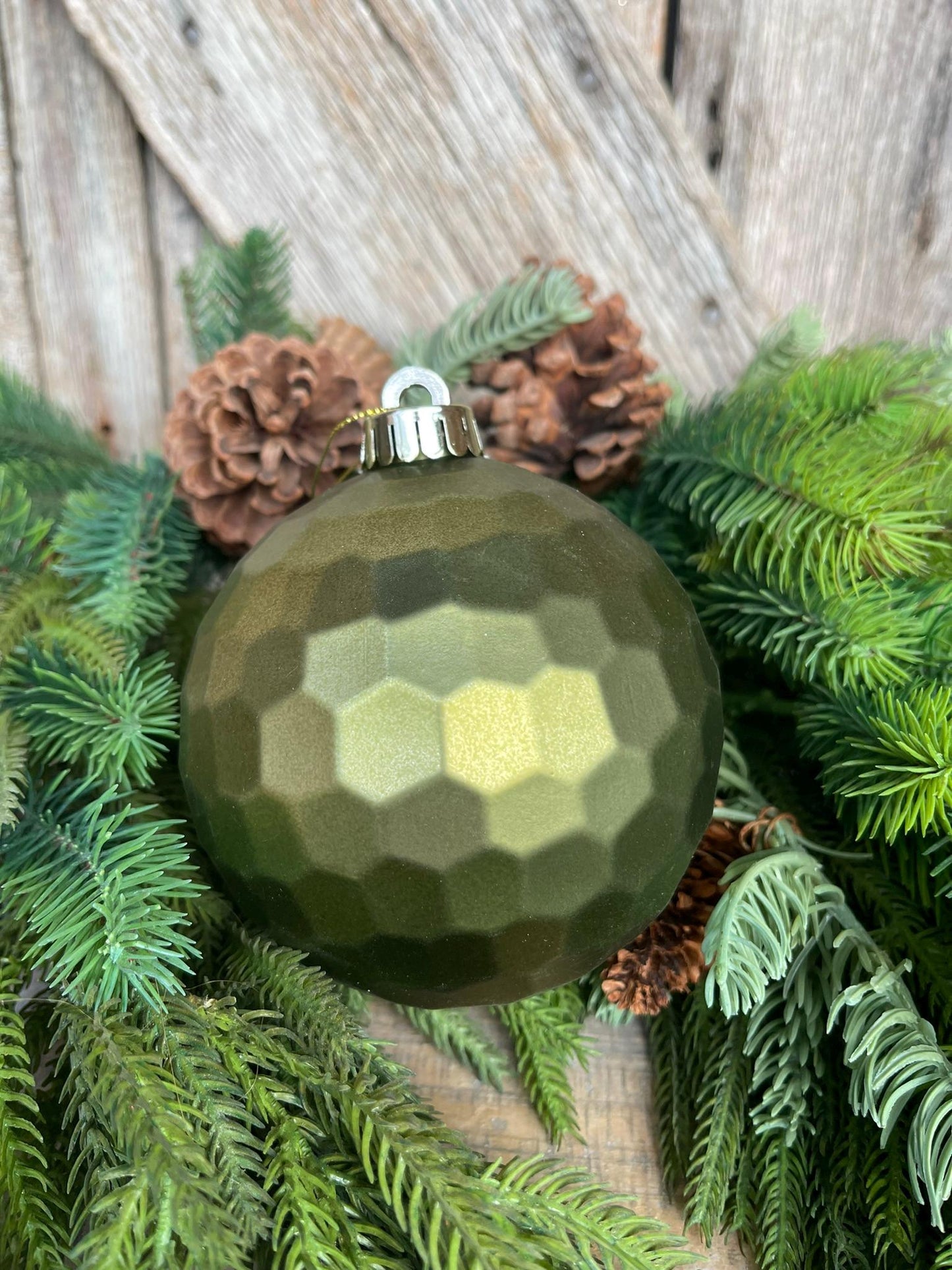 5" Moss Green Glitter Ornament, Christmas Ornament