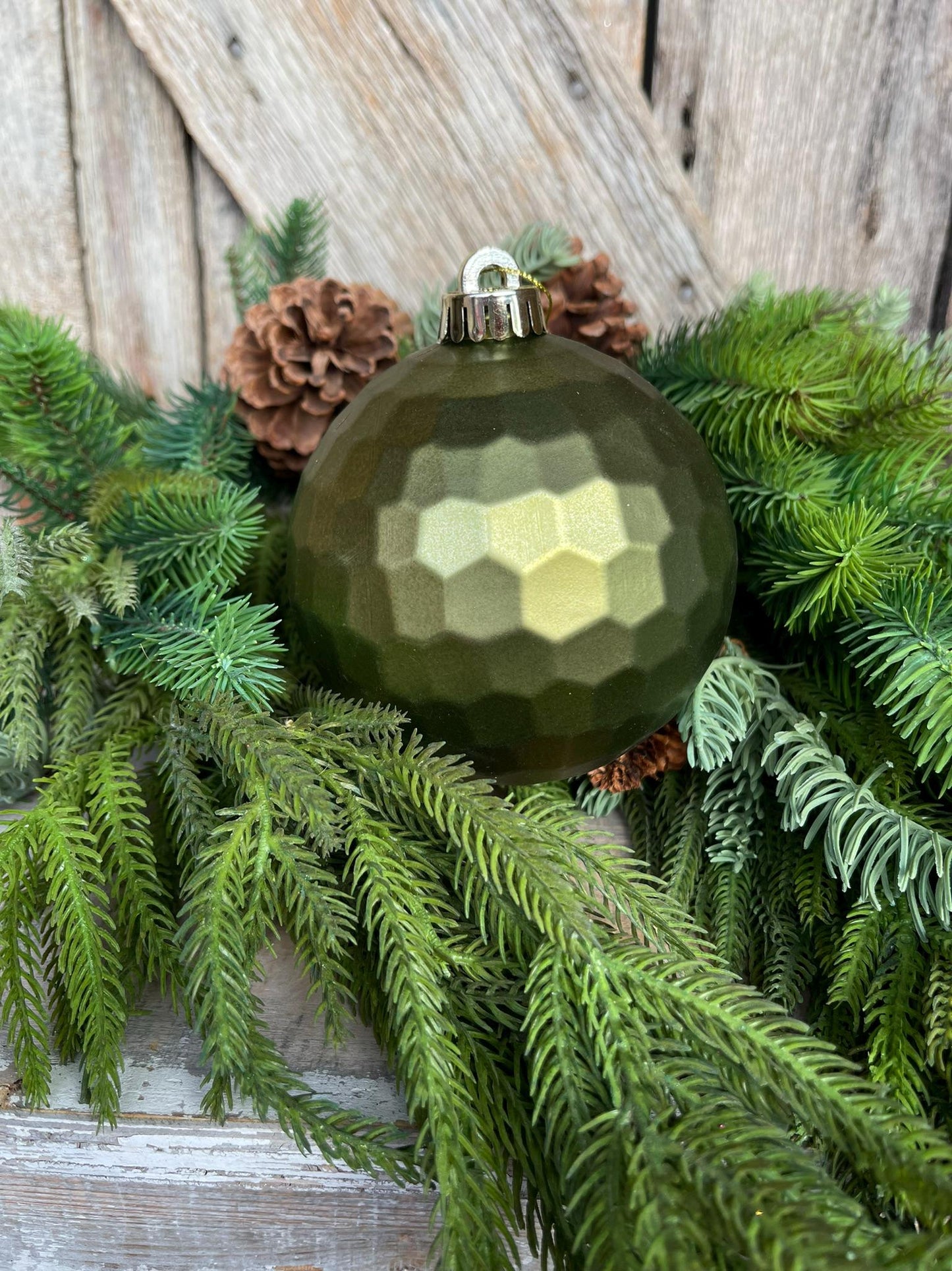 5" Moss Green Glitter Ornament, Christmas Ornament