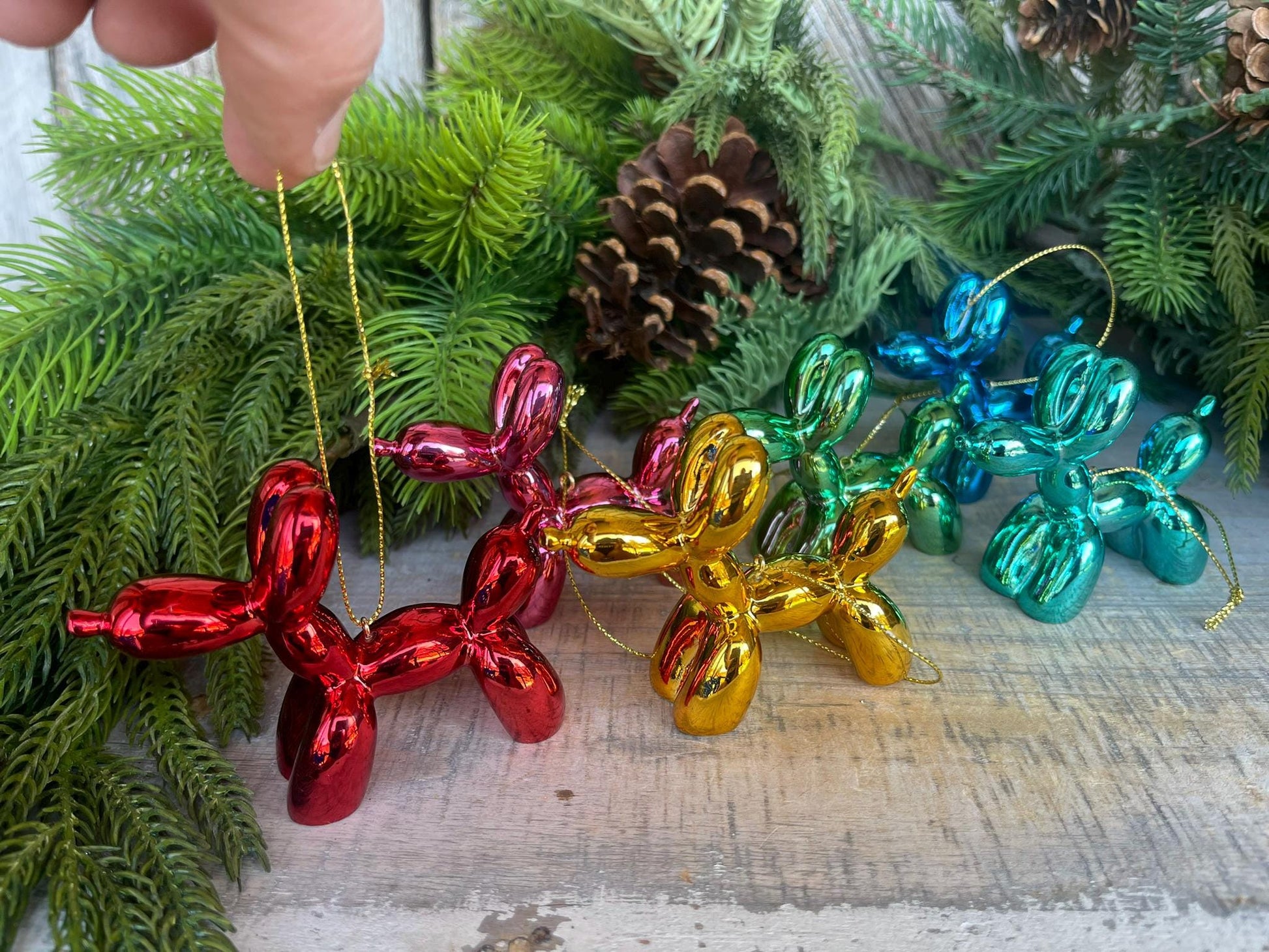 3" Balloon Dog Ornament Set, Christmas Ornament