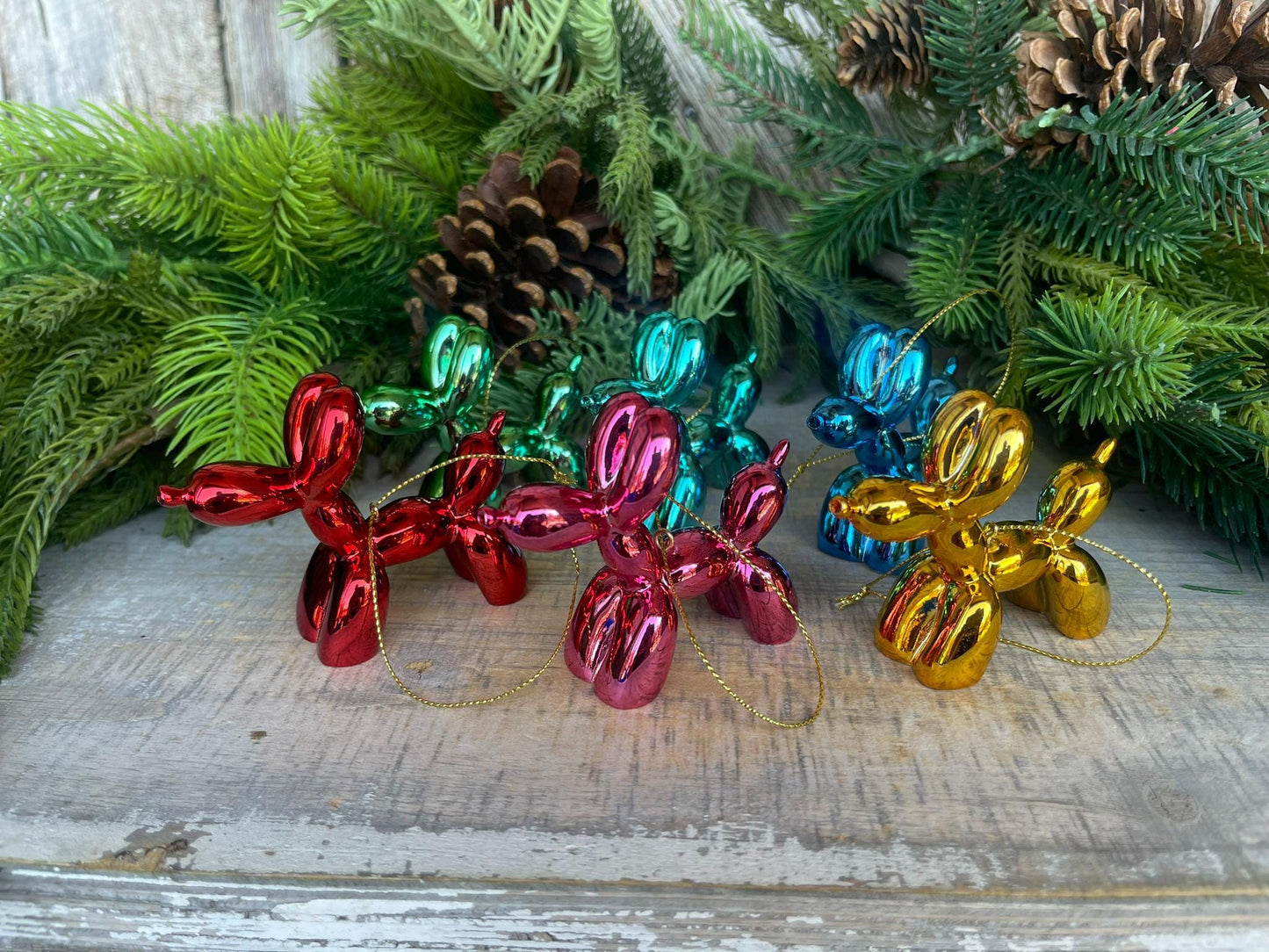 3" Balloon Dog Ornament Set, Christmas Ornament