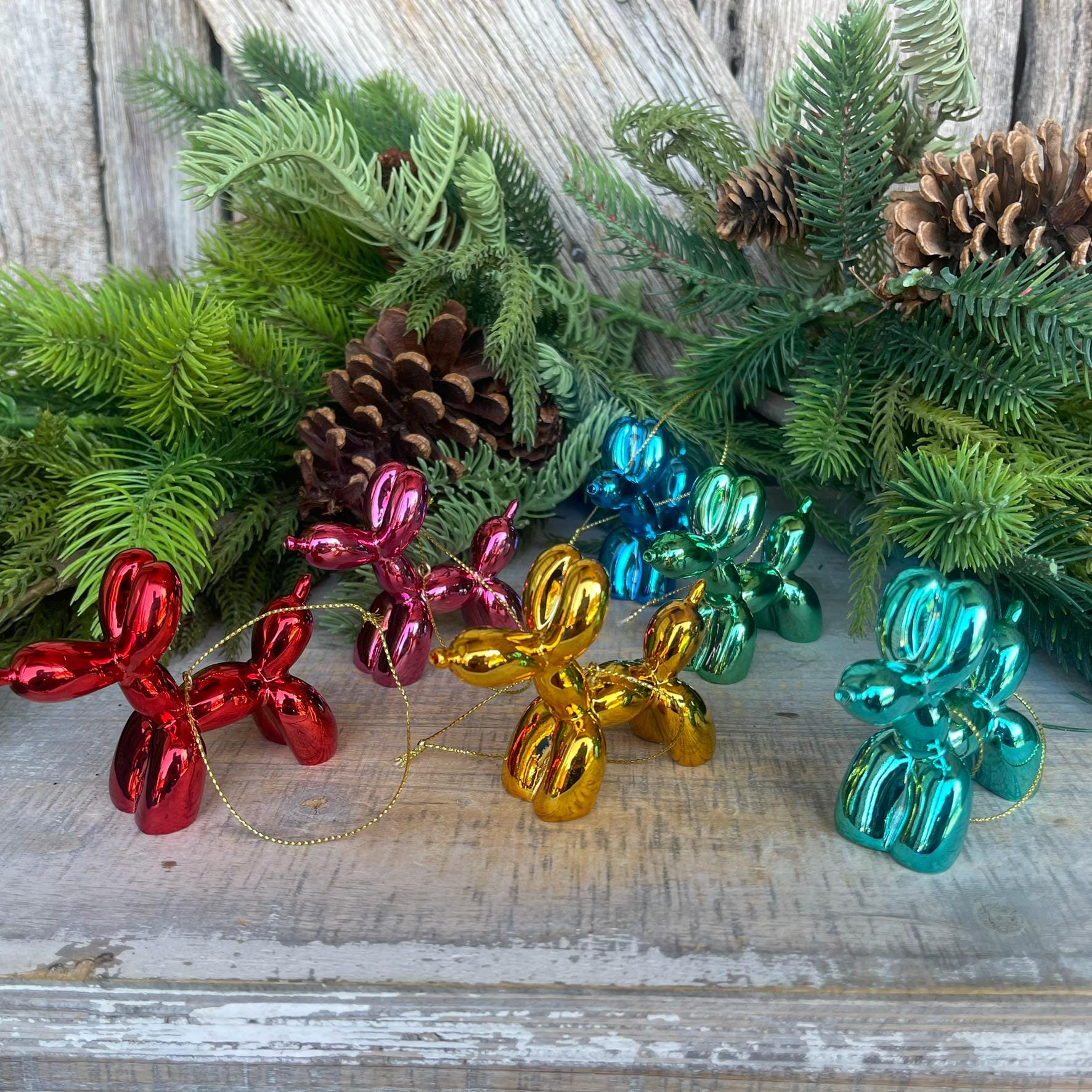 3" Balloon Dog Ornament Set, Christmas Ornament