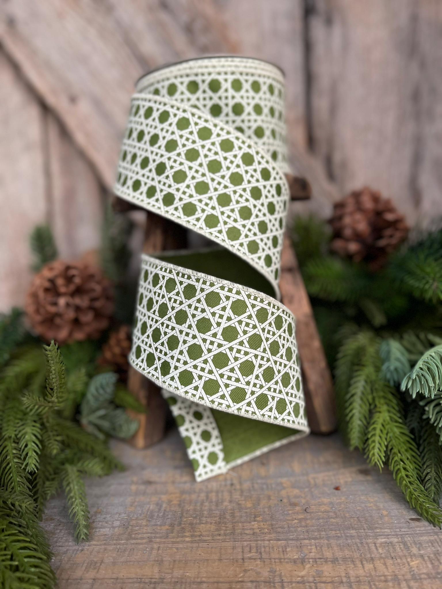 2.5" Moss Green Ribbon, Wired Ribbon