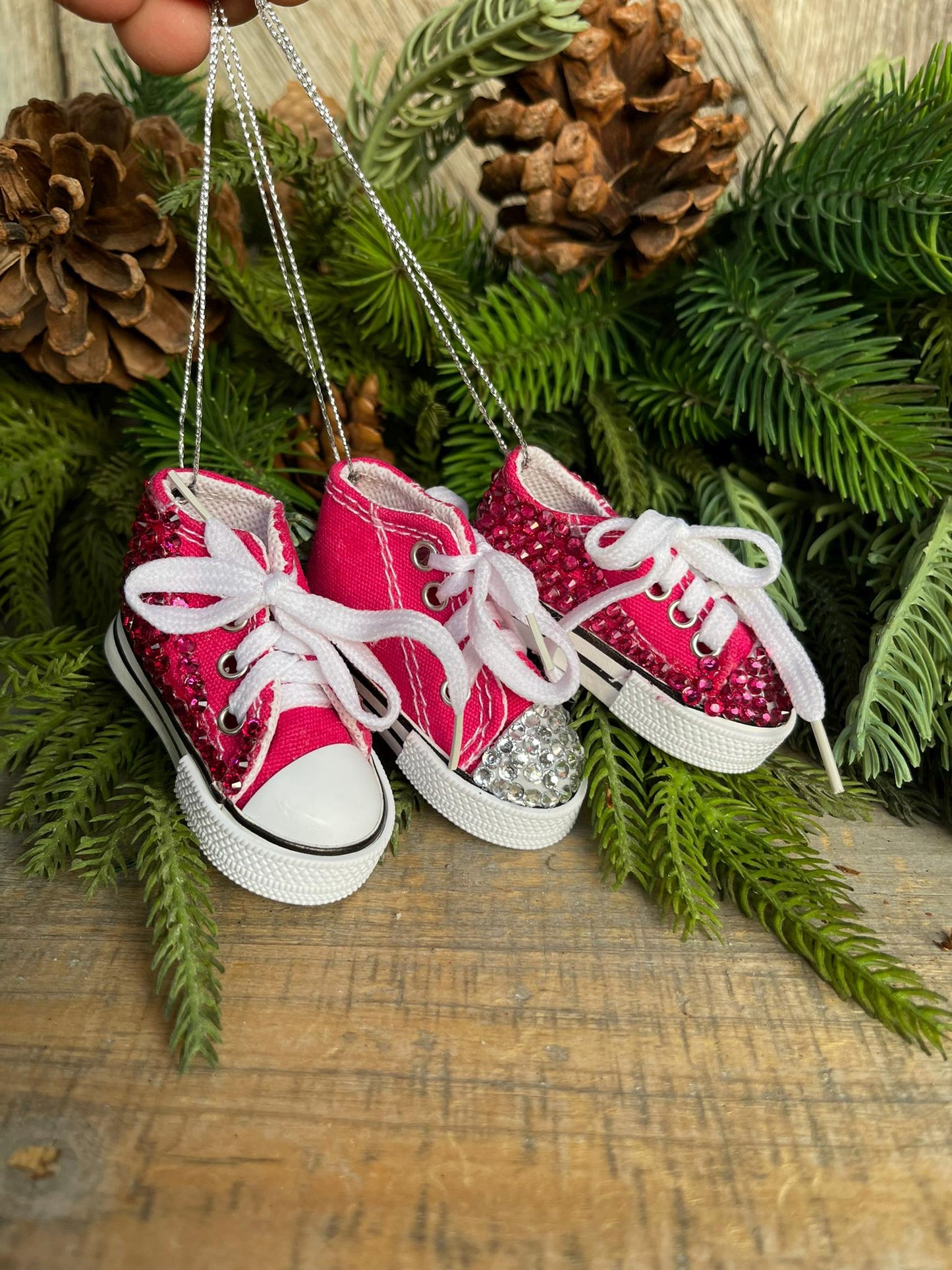 3" Pink Sneakers Ornament Set, Pink Ornaments