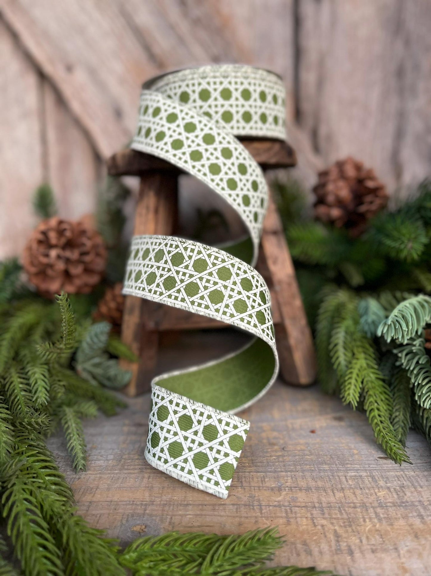 1.5" Moss Green Ribbon, Wired Ribbon