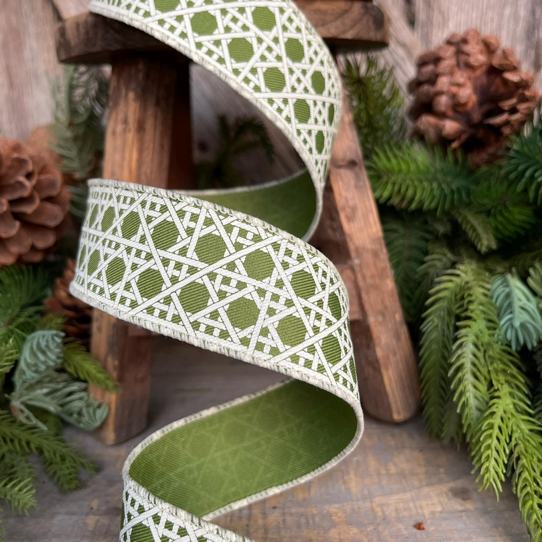 1.5" Moss Green Ribbon, Wired Ribbon