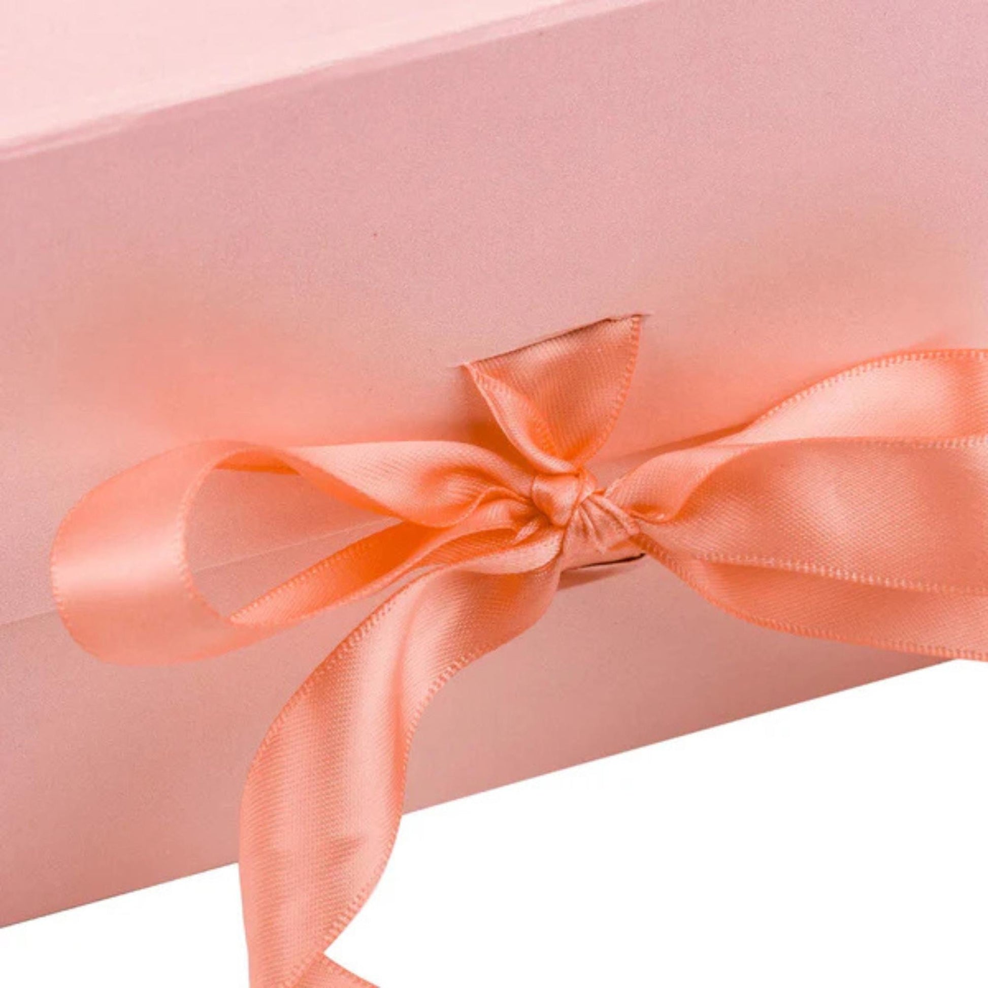 8" x 8" x 4" Pink Collapsable Gift Box w/ Satin Ribbon & Magnetic Square Flap Lid | Pink