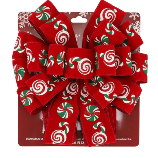 13" Red Tree topper bow, large Lantern Bow