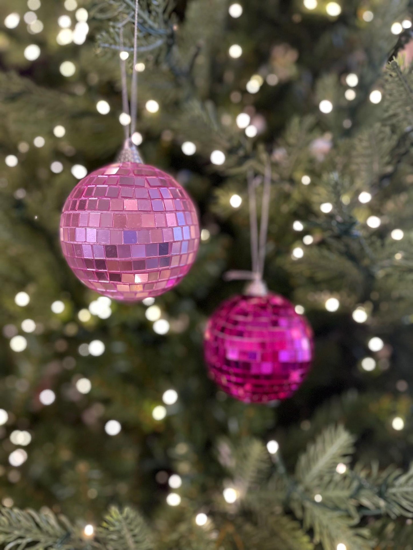 Set of 2 - 3" Pink Disco Ball, Pinkmas Decor, Pink Disco Balls, Mirror Ball, Pink Christmas, Pink Disco Ball Tree, Pink Christmas