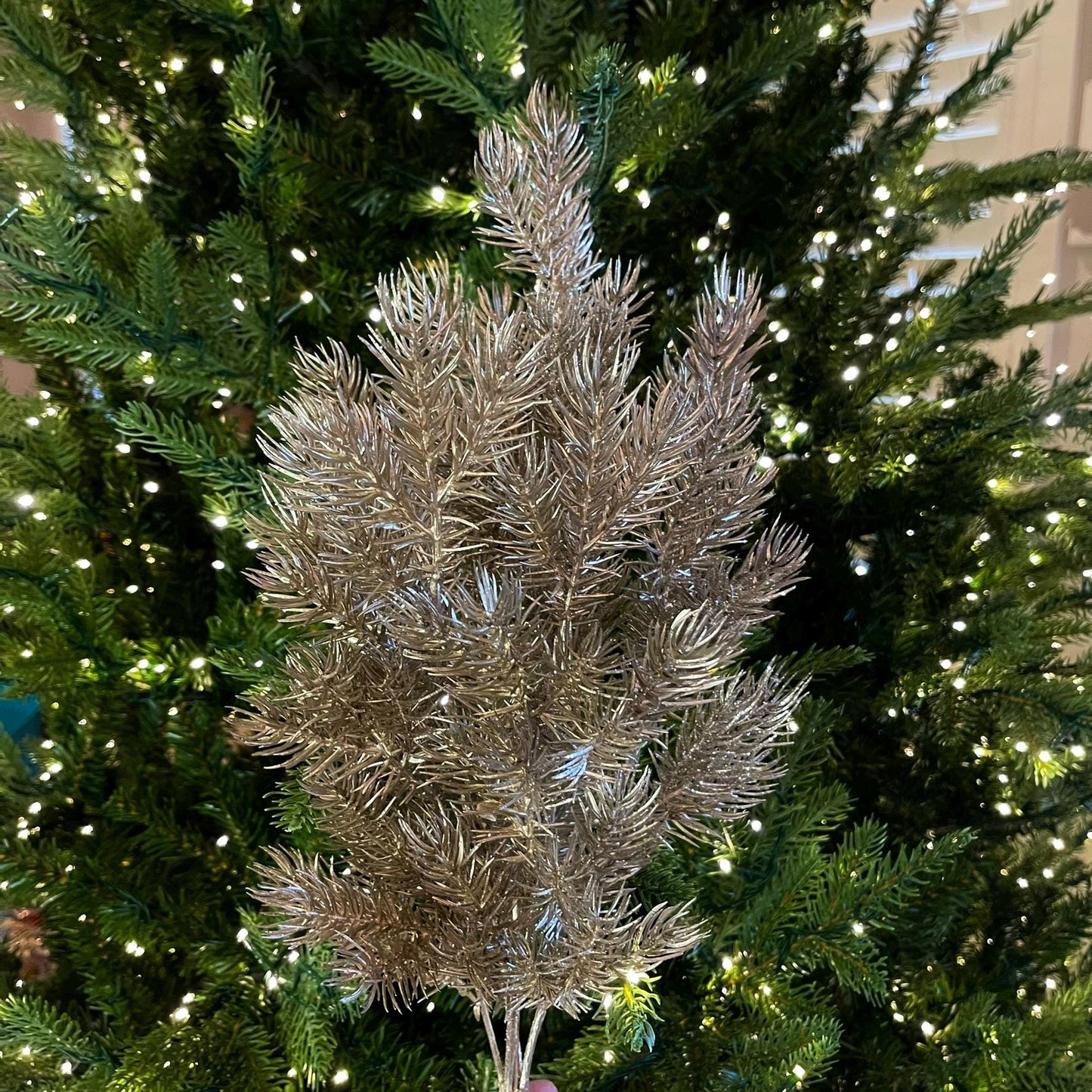 20" Champagne Gold Pine Bush, Gold Christmas SPray