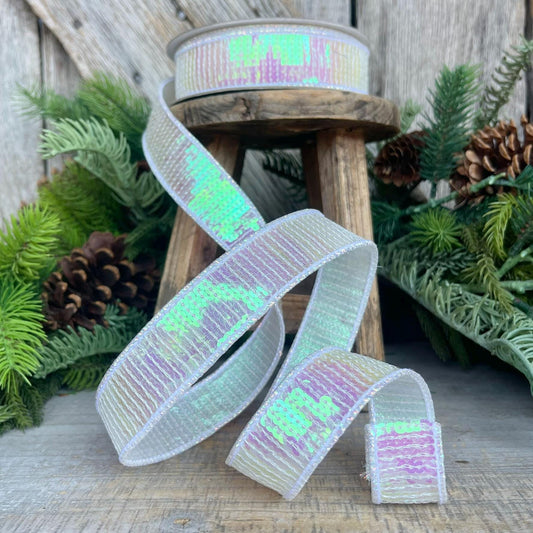 1" IRIDESCENT Sequin Ribbon, Farrisilk Ribbon