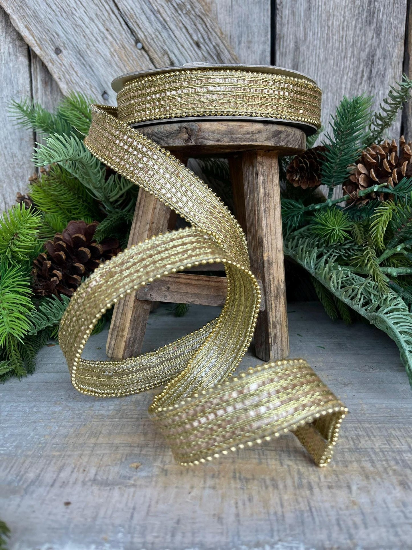 1" Gold Metallic Ribbon, Farrisilk Ribbon