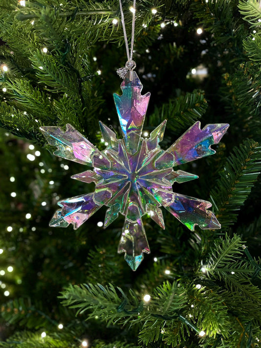 9" Iridescent Snowflake Ornament, Shatterproof Ornament, Snowflake Ornament, Colorful Ornament, Christmas Tree Ornament