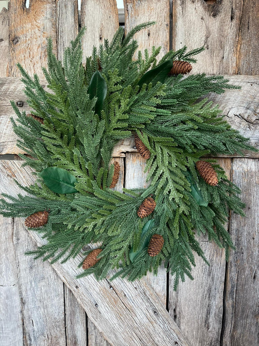 24" Norfolk Pine Wreath, Real Touch Norfolk Pine Wreath, Artificial Pine Wreath, Christmas Wreath, Artificial Wreath