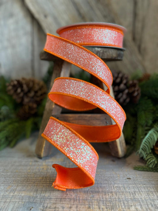 1" Orange Sugar Frost Ribbon, Farrisilk Ribbon, Orange Ribbon, Candy Theme Ribbon, Designer Ribbon, Orange Wired Ribbon, RS127-52