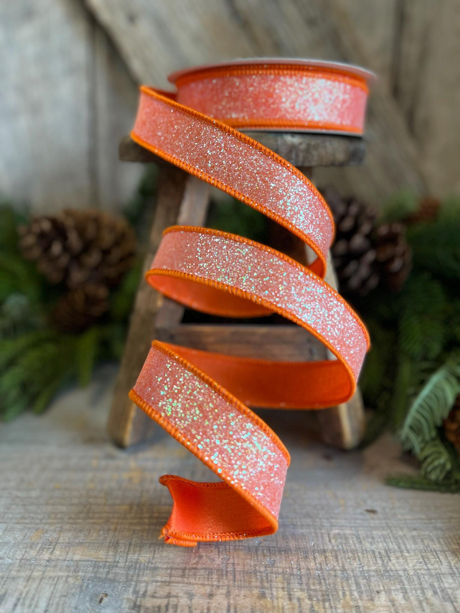 1" Orange Sugar Frost Ribbon, Farrisilk Ribbon