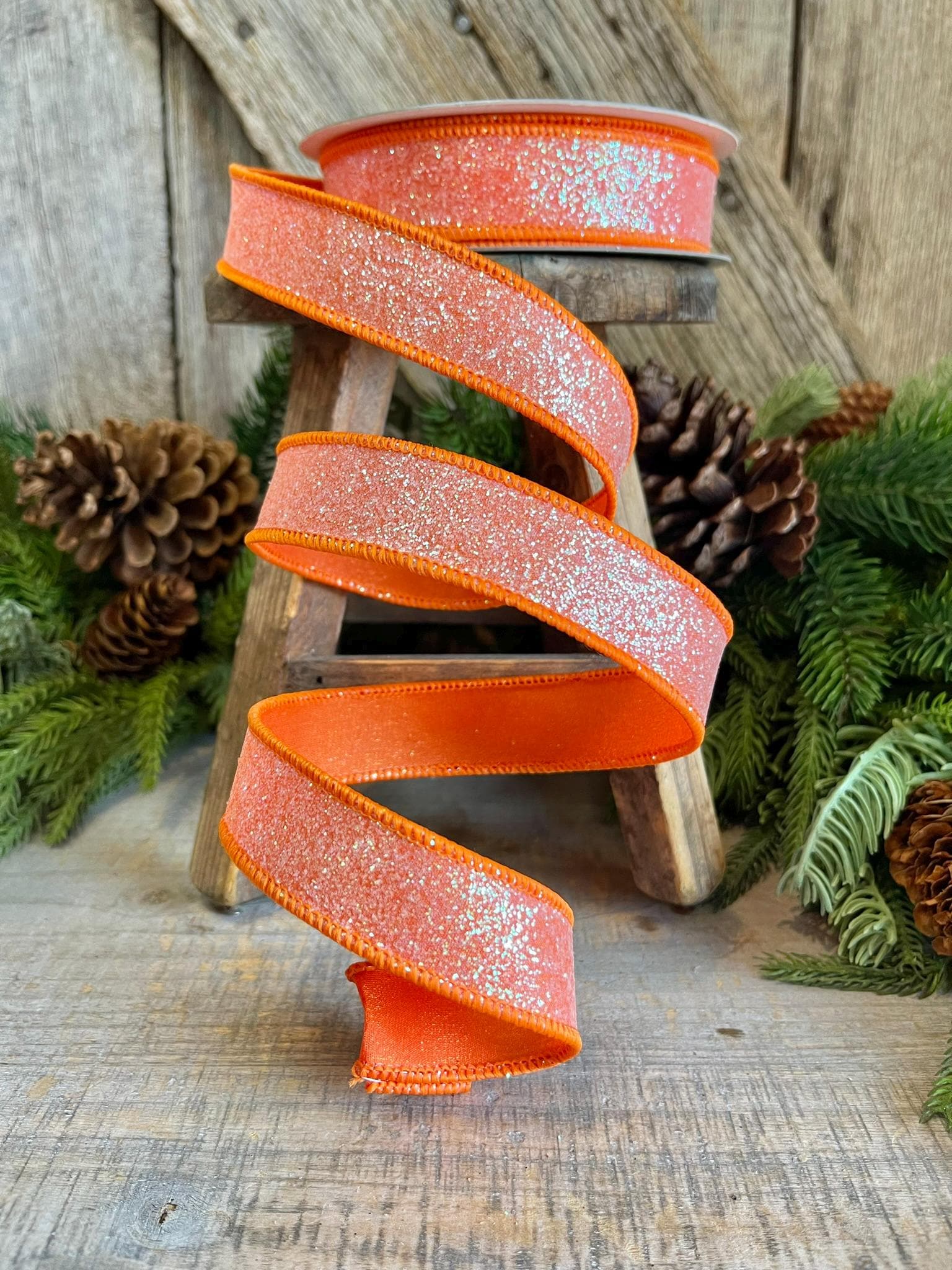 1" Orange Sugar Frost Ribbon, Farrisilk Ribbon