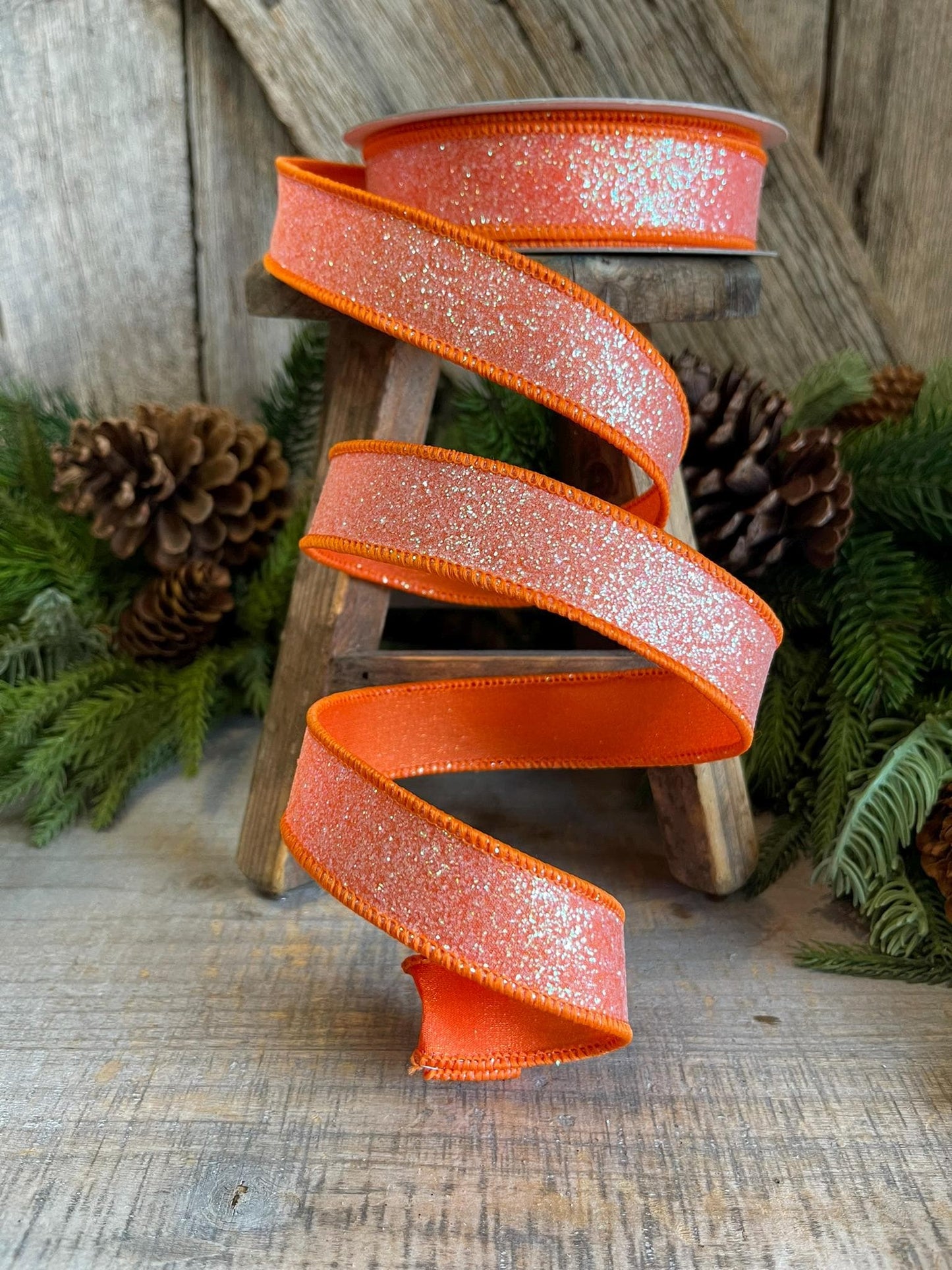 1" Orange Sugar Frost Ribbon, Farrisilk Ribbon