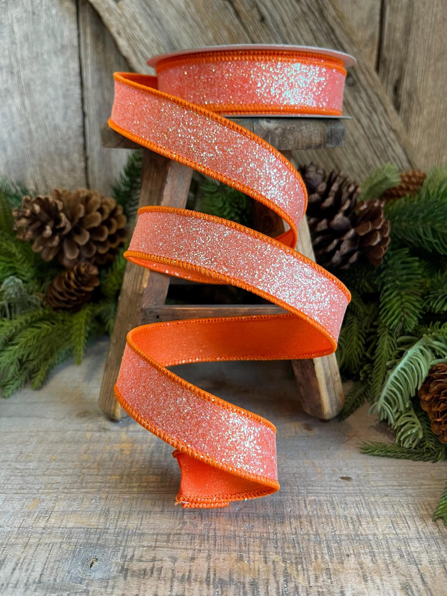 1" Orange Sugar Frost Ribbon, Farrisilk Ribbon