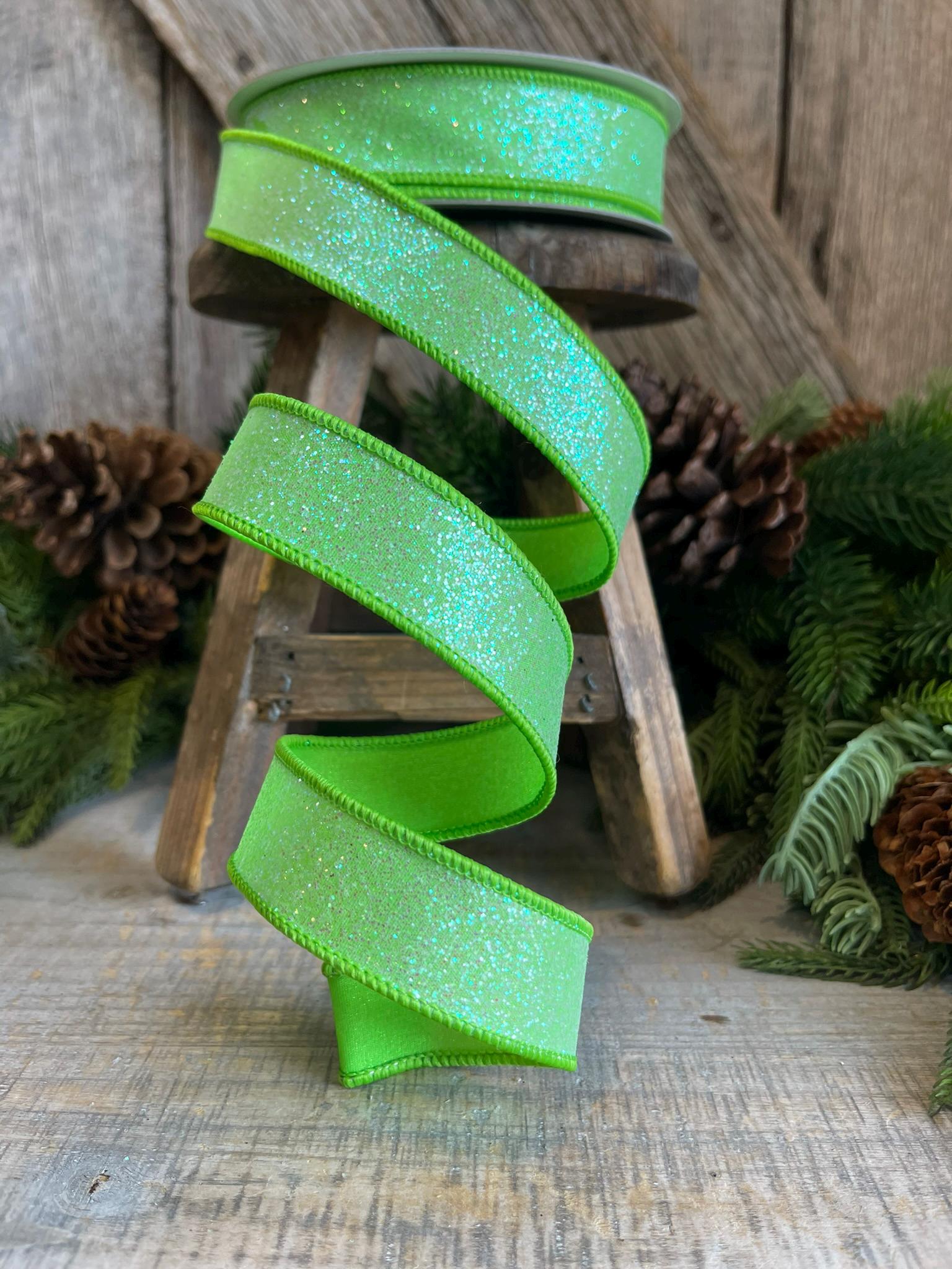 1" Lime Green Sugar Frost Ribbon, Farrisilk Ribbon