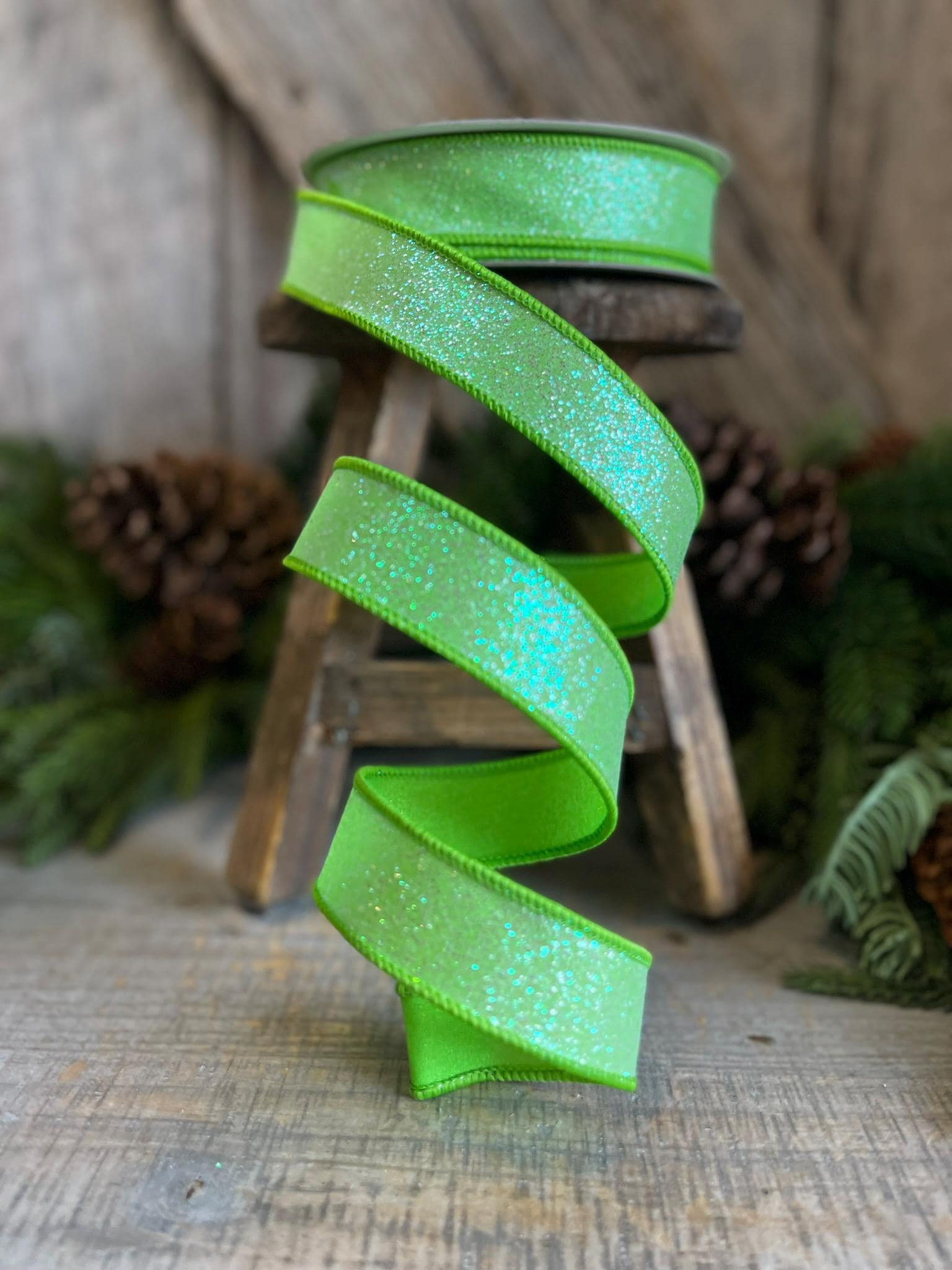 1" Lime Green Sugar Frost Ribbon, Farrisilk Ribbon