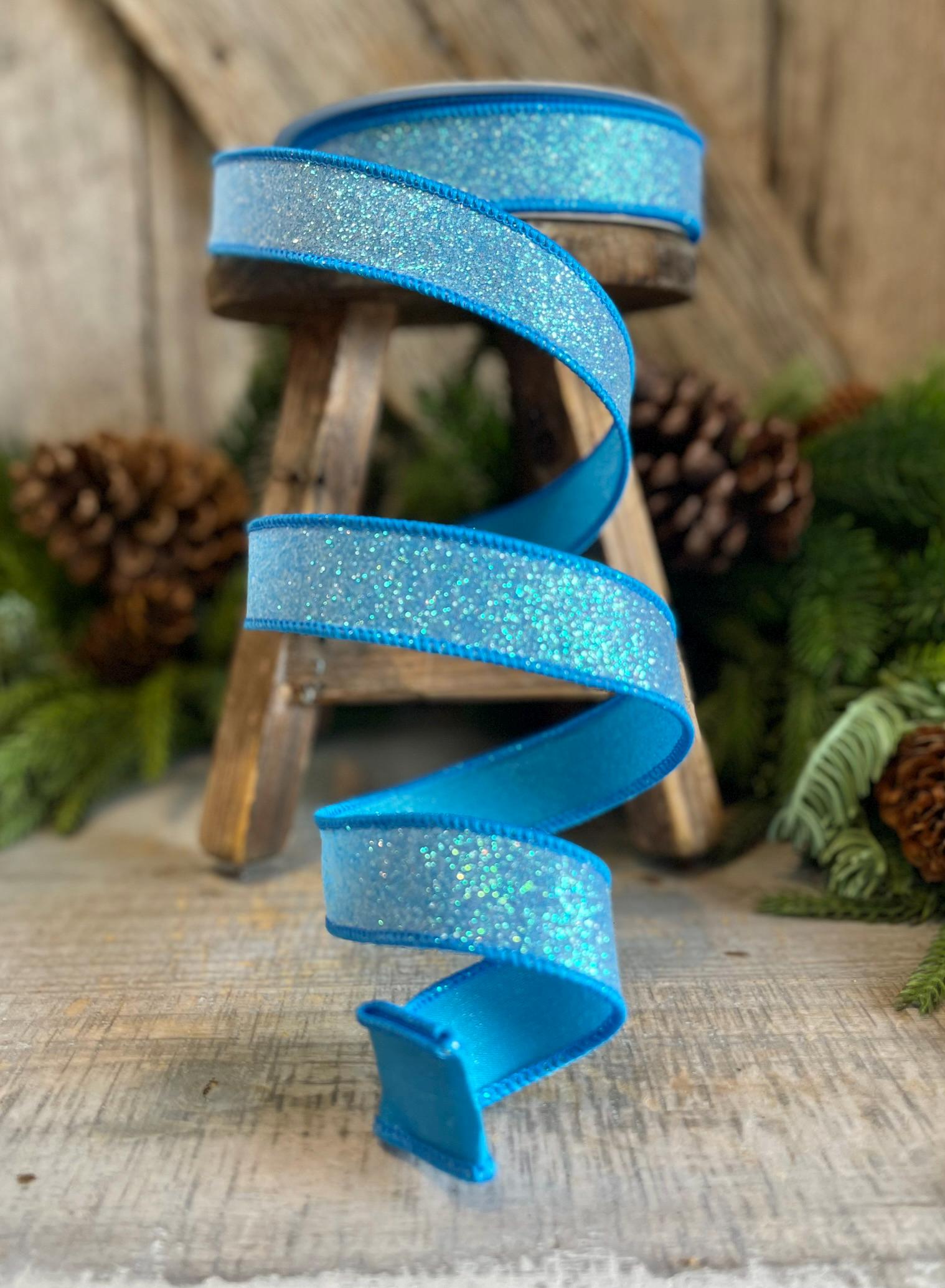 1" Turquoise Sugar Frost Ribbon, Farrisilk Ribbon